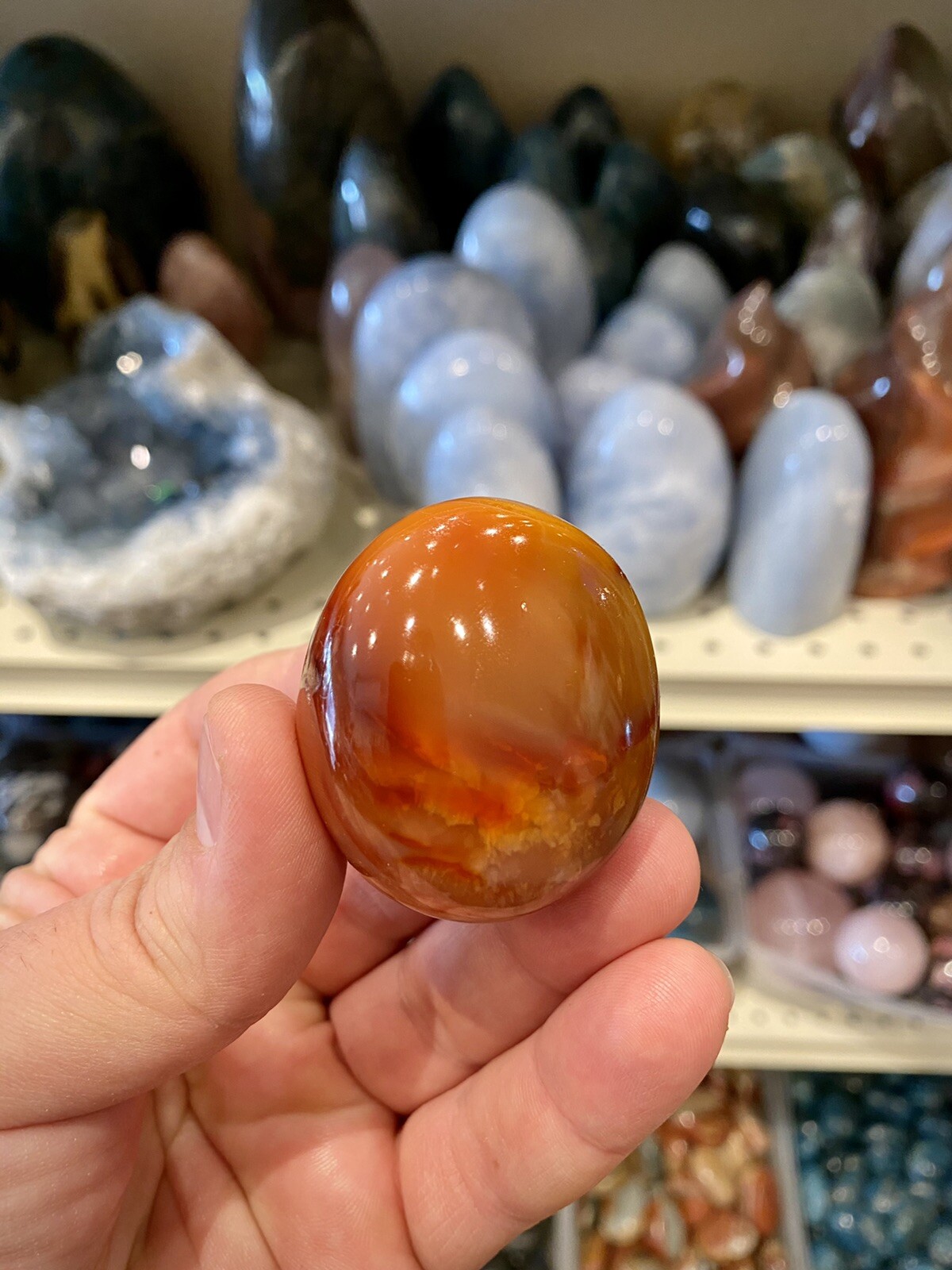 Carnelian Crystal Stone Healing Crystals Yoga Reiki Meditation Rock 2×1,5″ ZENDA