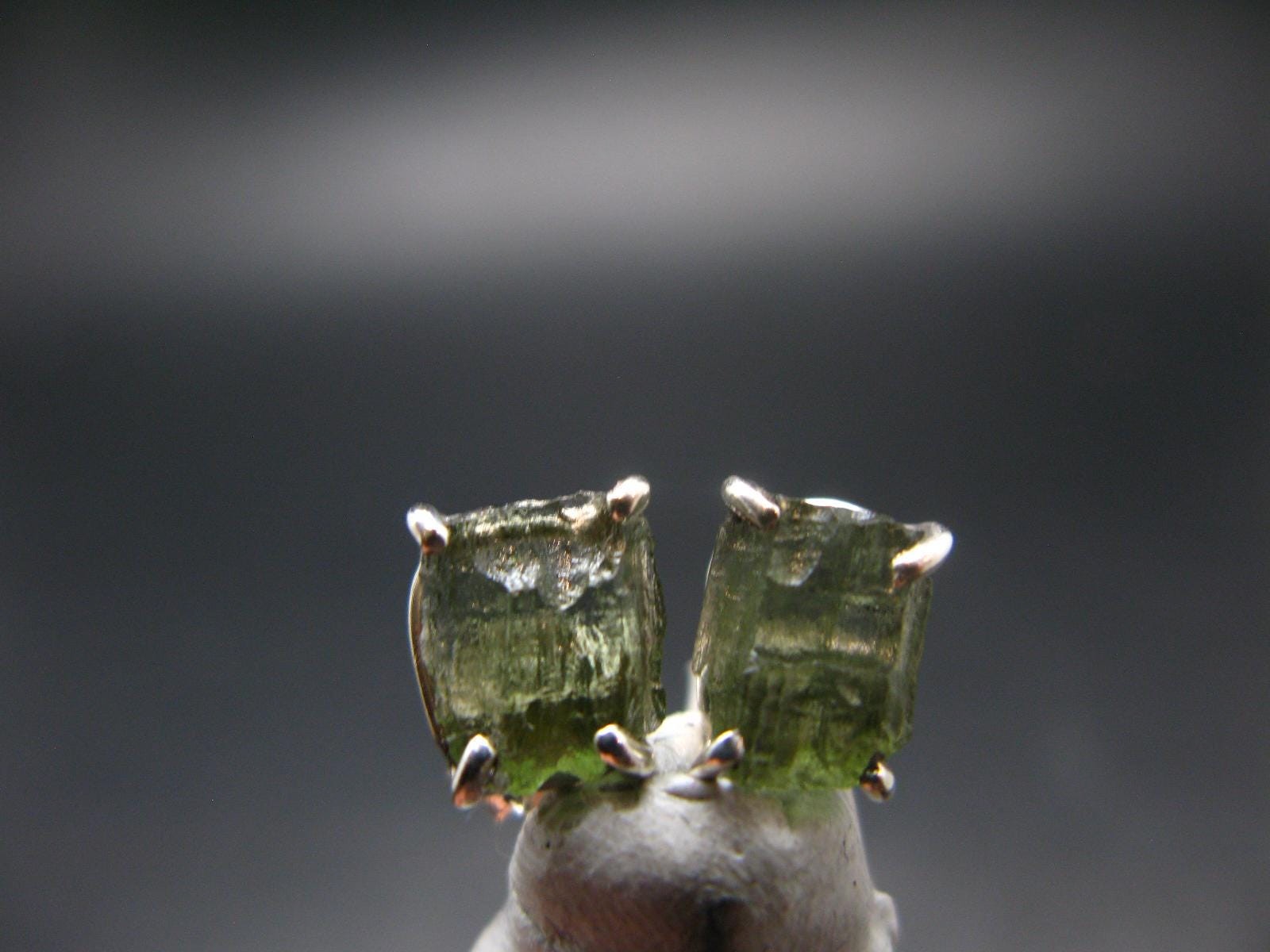 Moldavite Tektite Stud Earrings In Silver From Czech Republic – 1.64 Grams