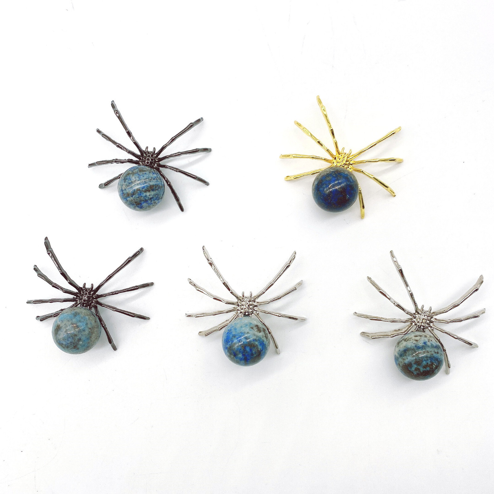 50pcs Natural Lapis Lazuli Spider Reiki Sphere Crystal Quartz Healing Decorate