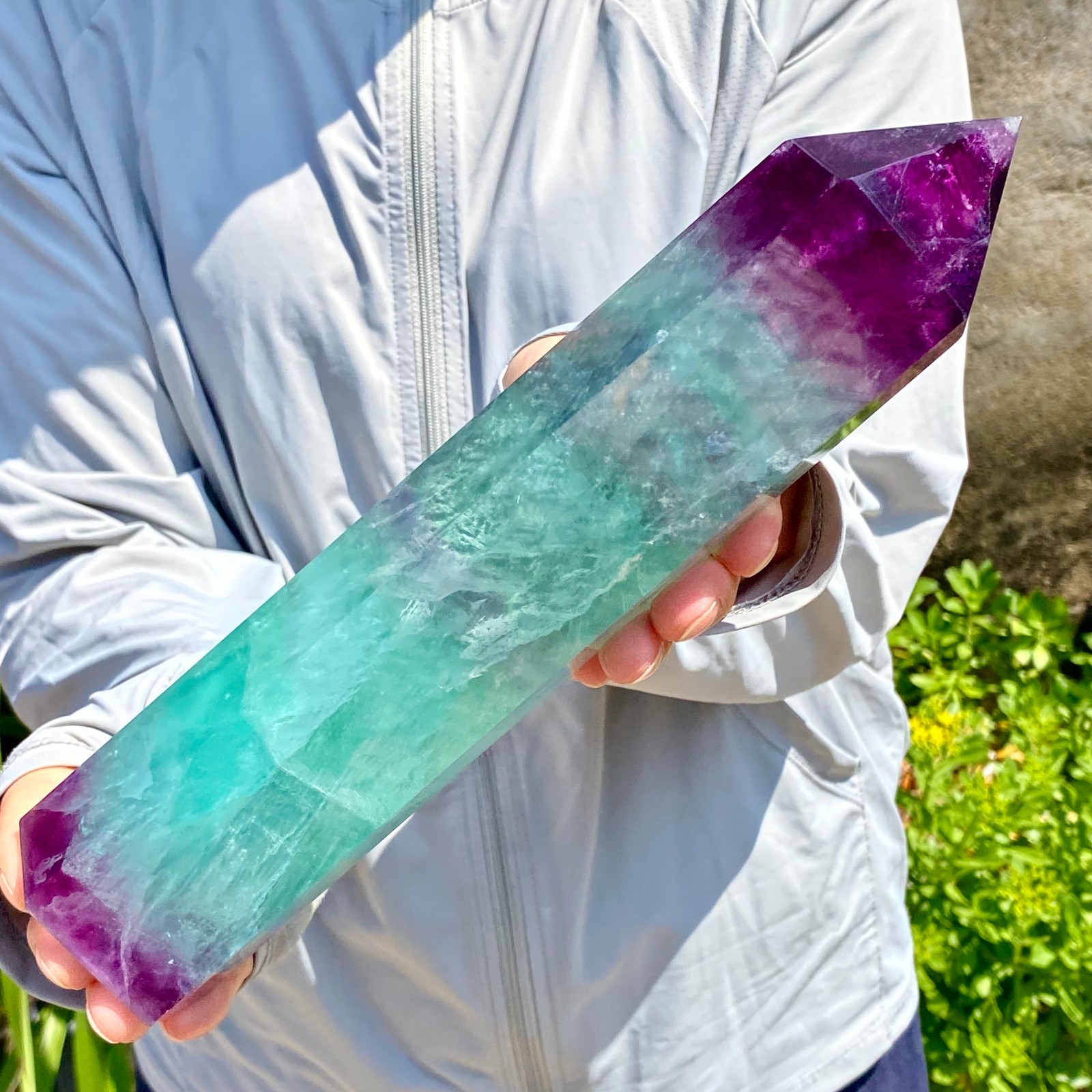 3.28LB Natural Fluorite Crystal Column Magic Wand Obelisk Point Earth Healing