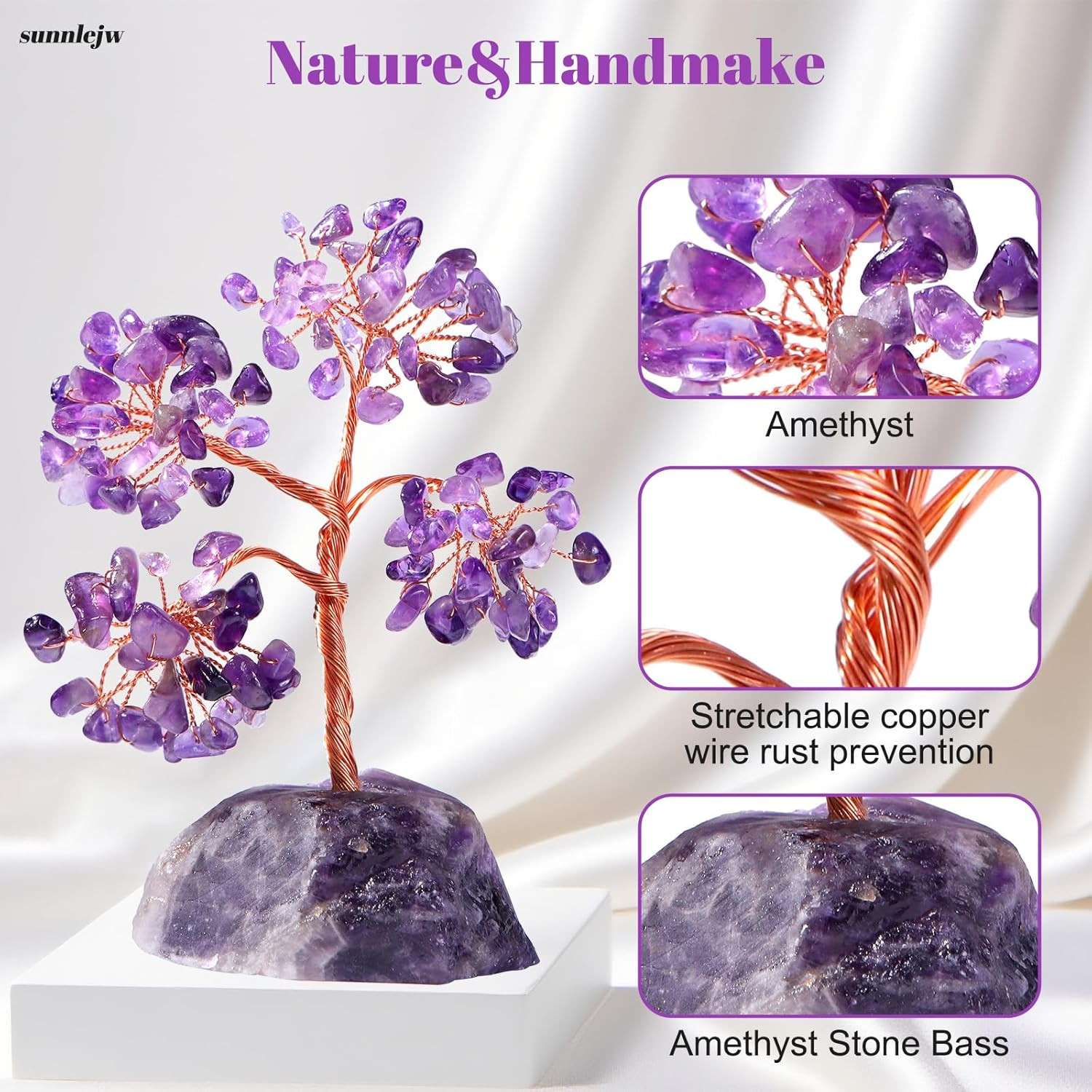 Amethyst Crystal Tree of Life, Chakra Tree Gifts for Women Purple Room Decoratio