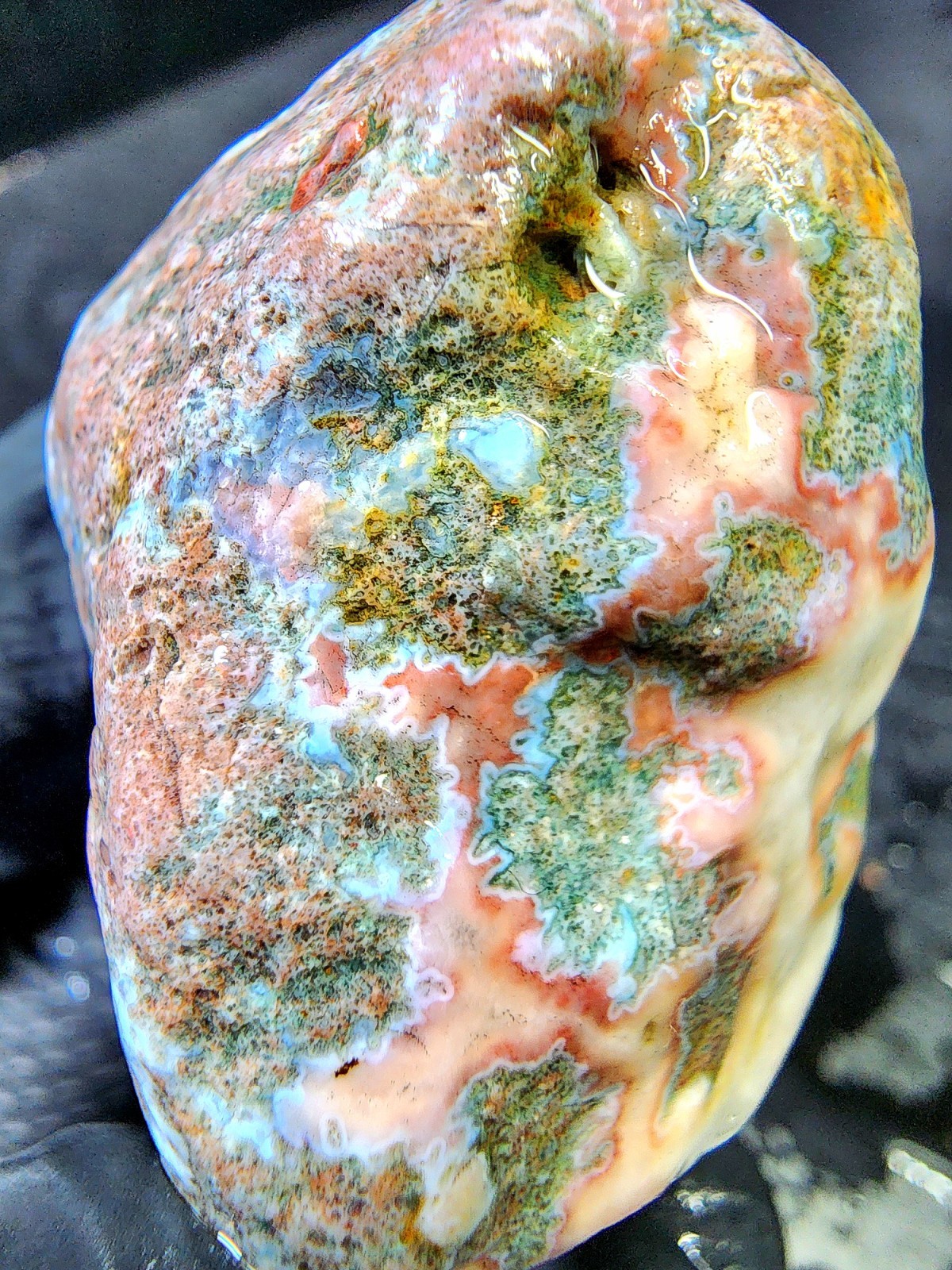 Rare Lake Superior Orbicular Moss Agate – Pink Blue & Green Chalcedony – 2.0 oz