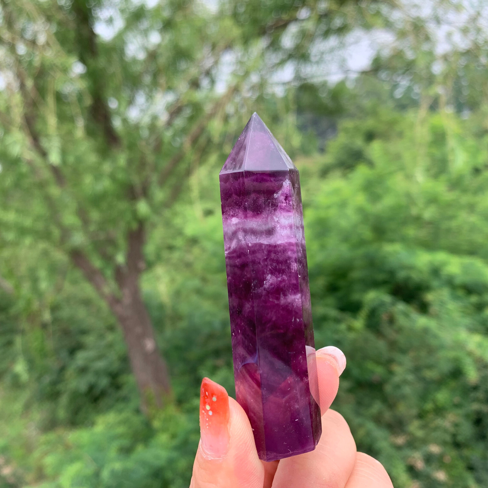 1kg Natural fluorite quartz obelisk crystal wand point healing random G666