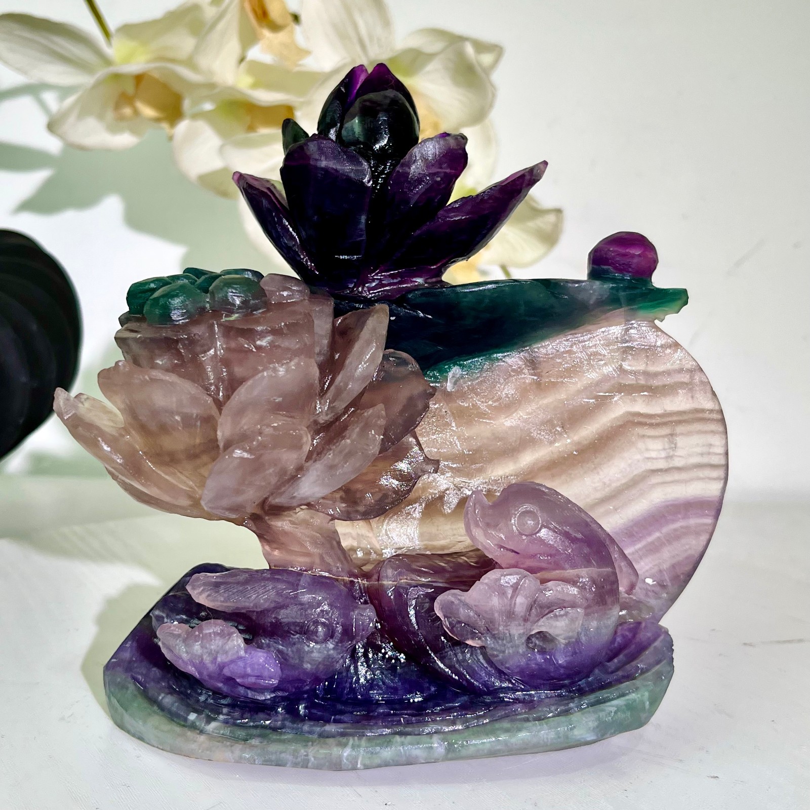 4.47LB Natural fluorite quartz products, hand carved and polished spiritual orn