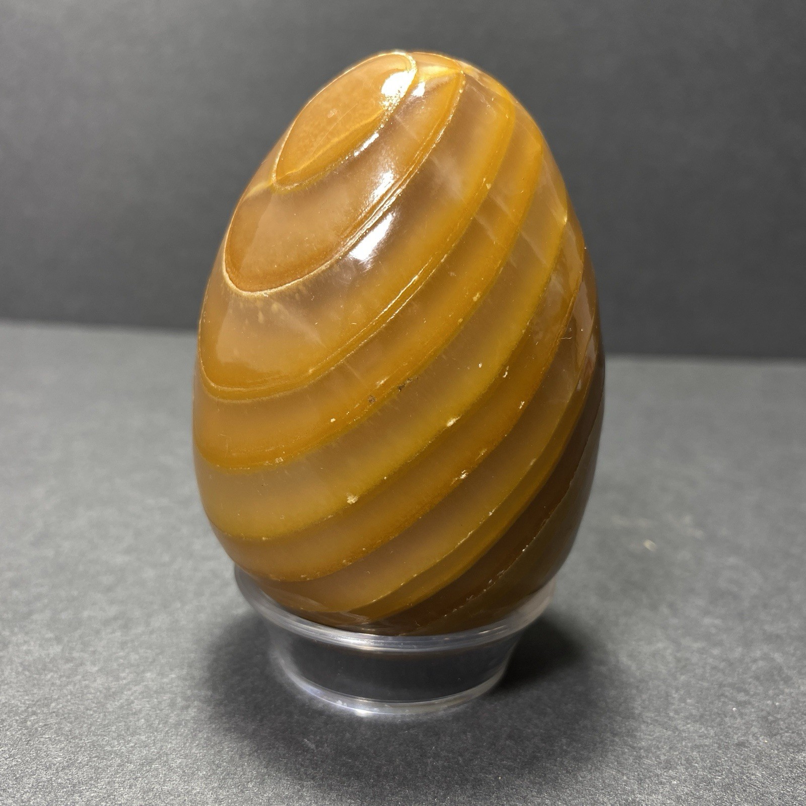 Natural Onyx Stone Egg With Stand Hand Polished Banded Agate Calcite Crystal