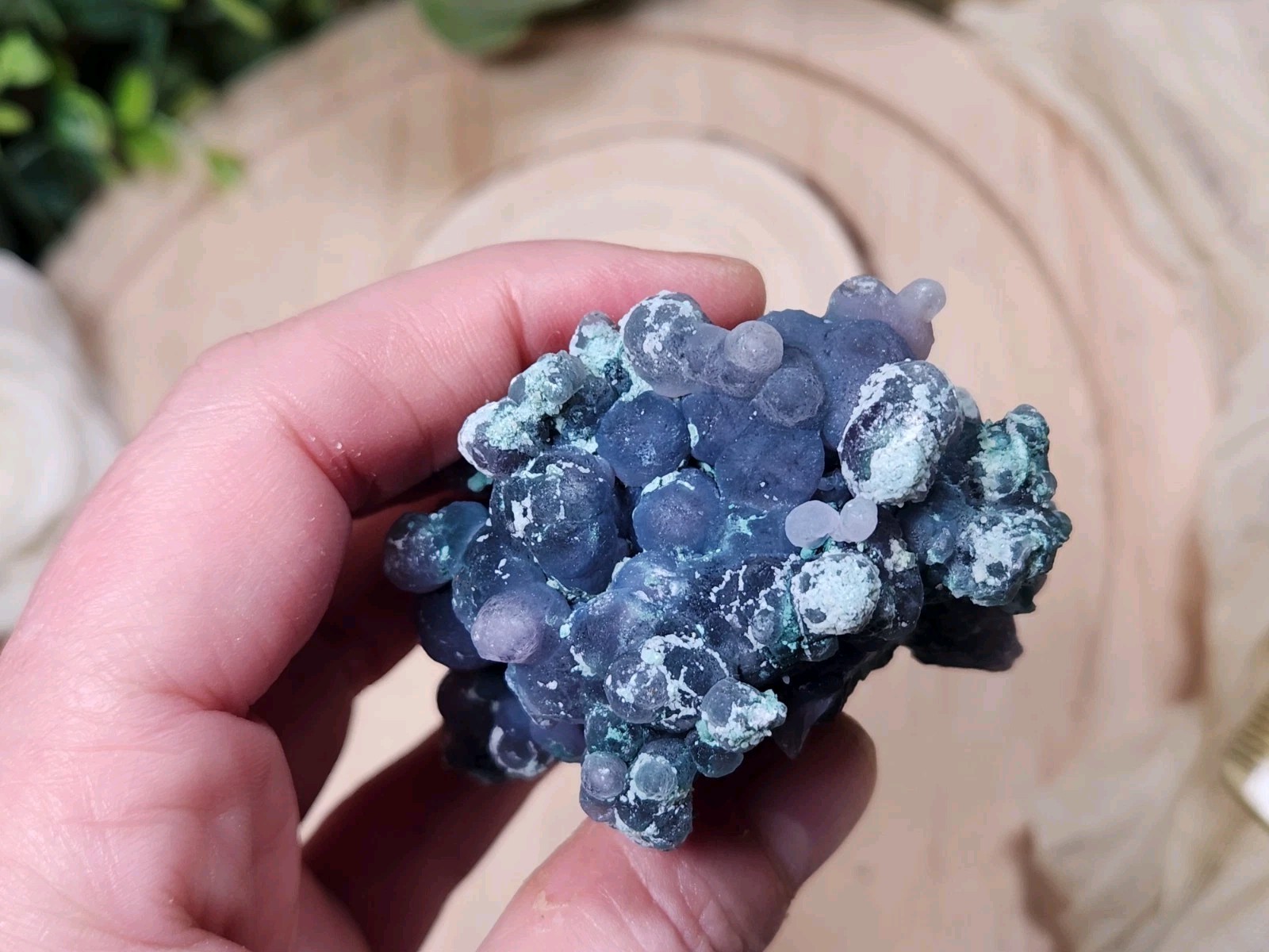 126g Blue Purple Grape Agate Crystal Cluster Botryoidal Chalcedony Indonesia Y7