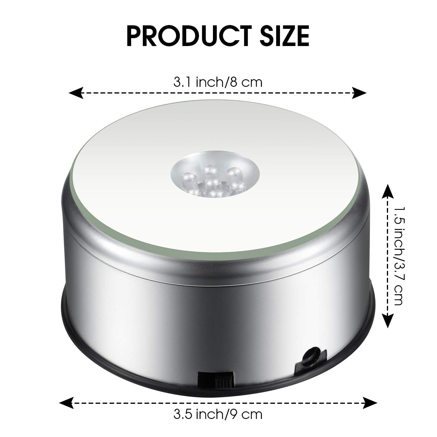 7 LED Display Base Rotating Crystal Glass Display Stand for Tumbler Cups