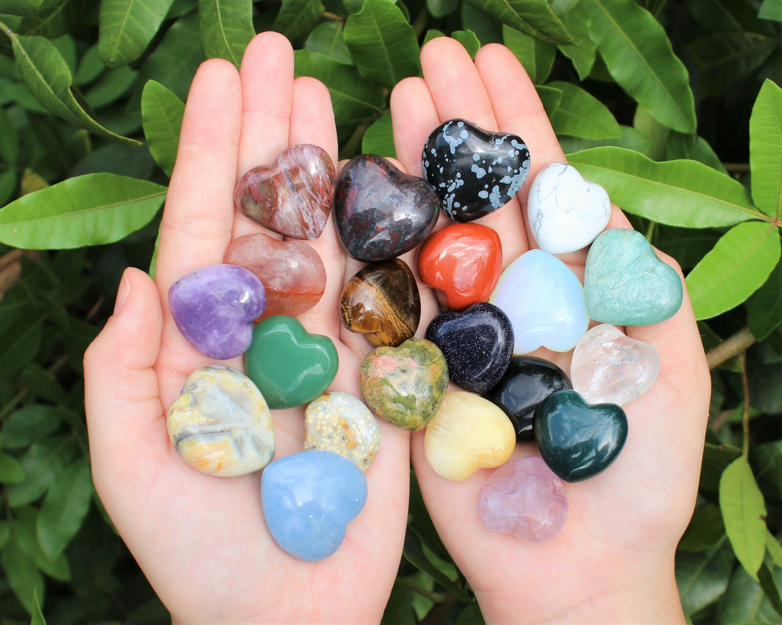 Gemstone Crystal Hearts, 1″ Carved: Choose Type (Puffed Heart, Stone Heart)