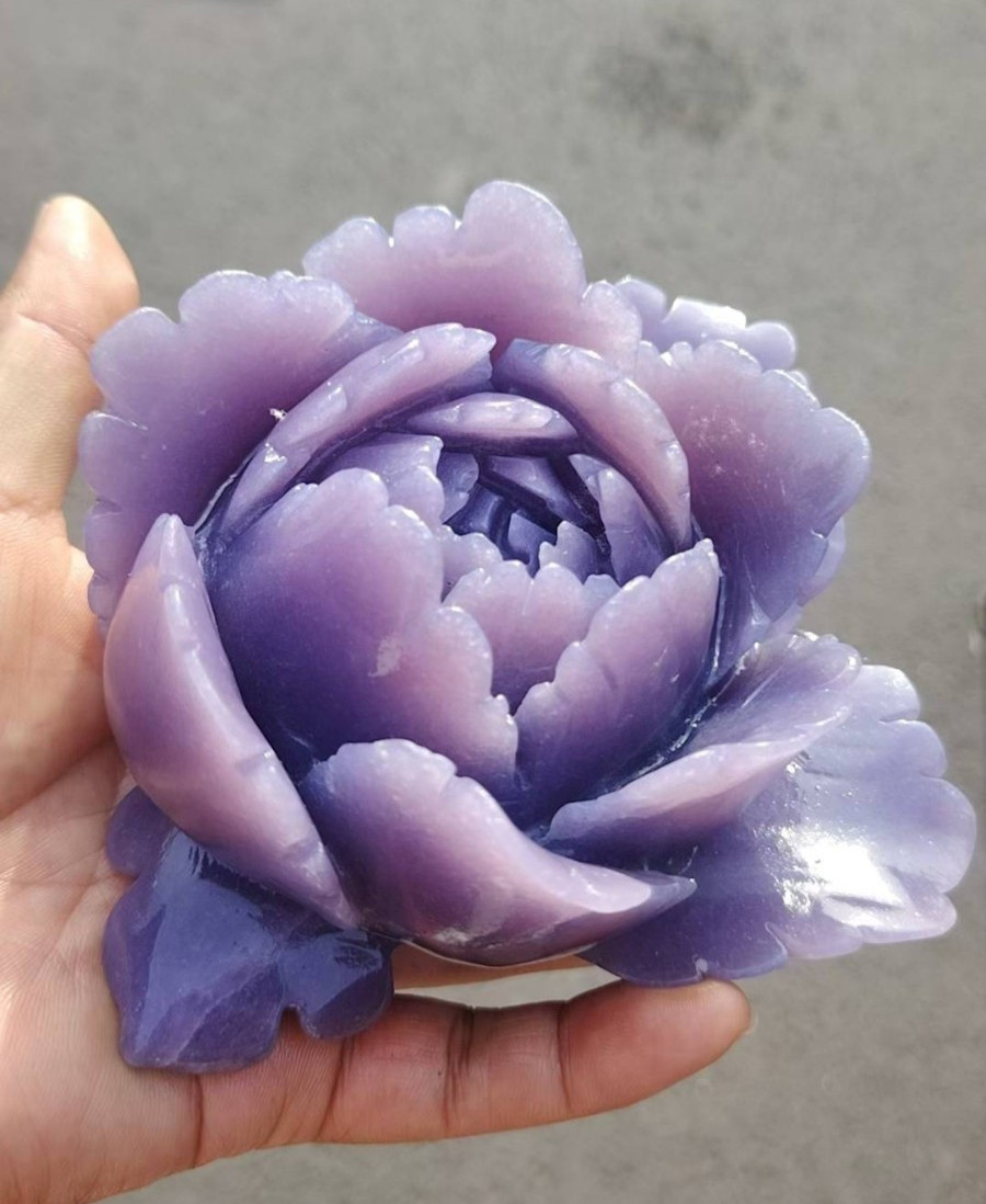 1pc Natural Jade Quartz Carved Crystal Flower Skull Reiki Healing Decor Gift
