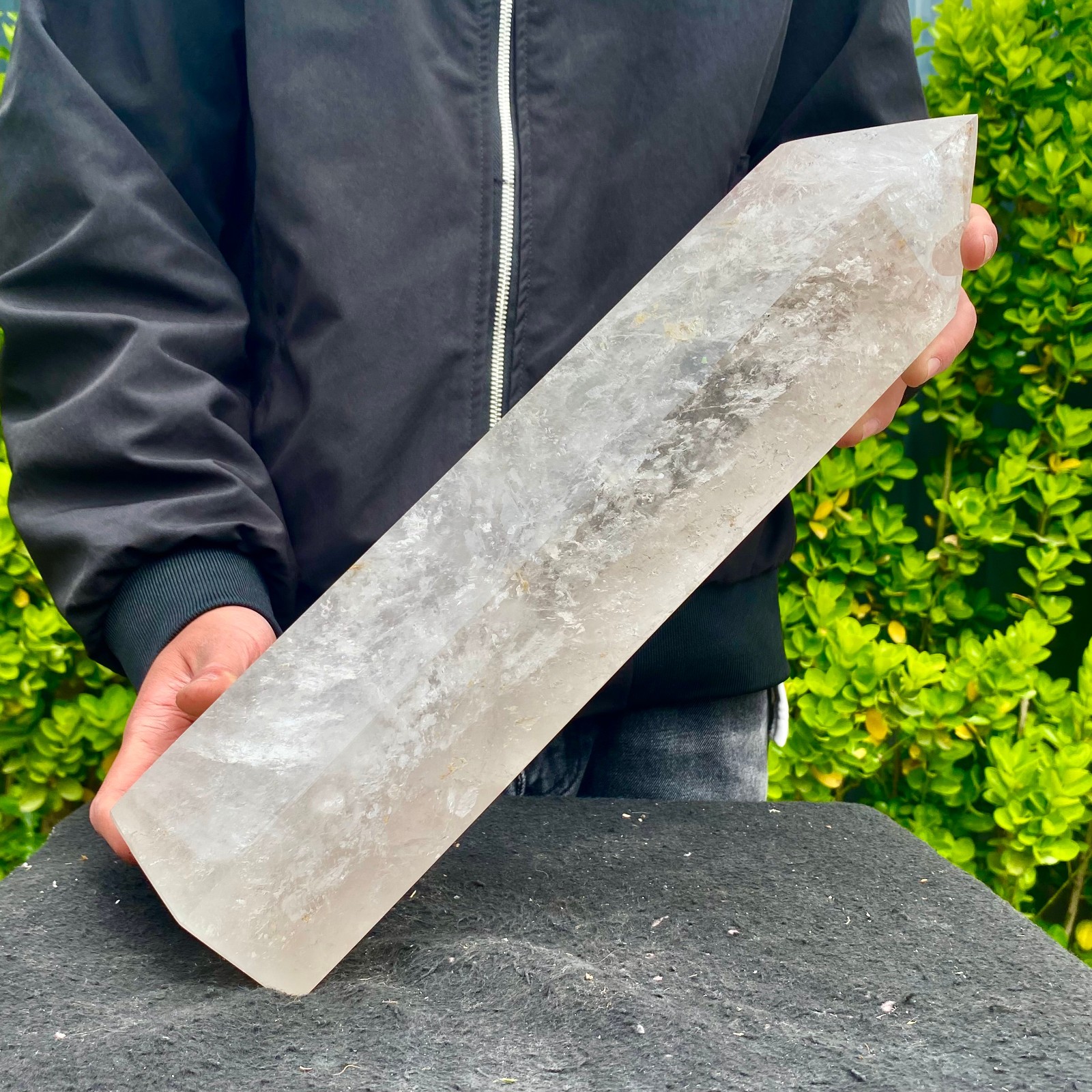 14.6LB Natural Clear Quartz Crystal Point Healing Wand Polished Rock