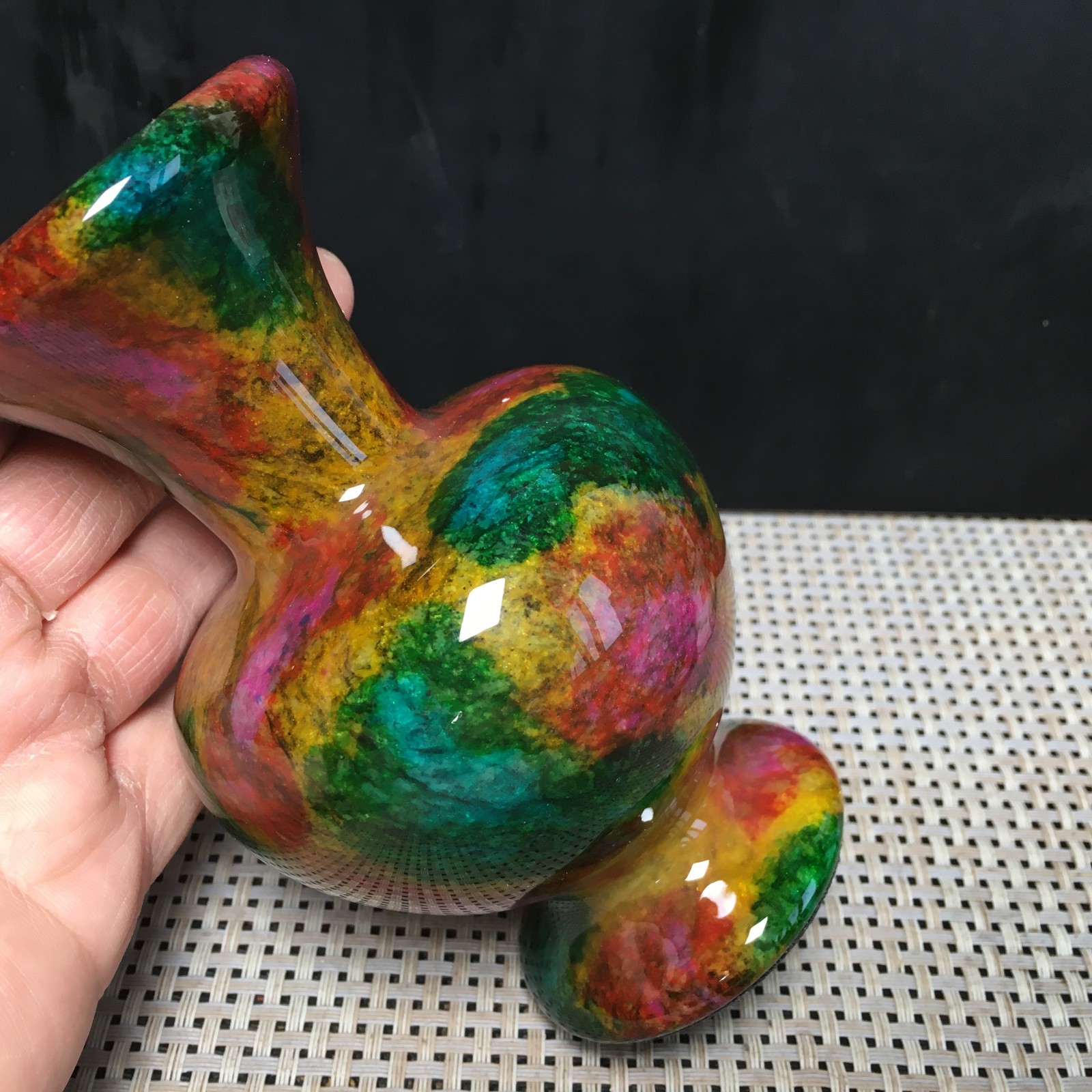 830g Natural “Seven Colors Jade” vase specimen -Taiwan China 05