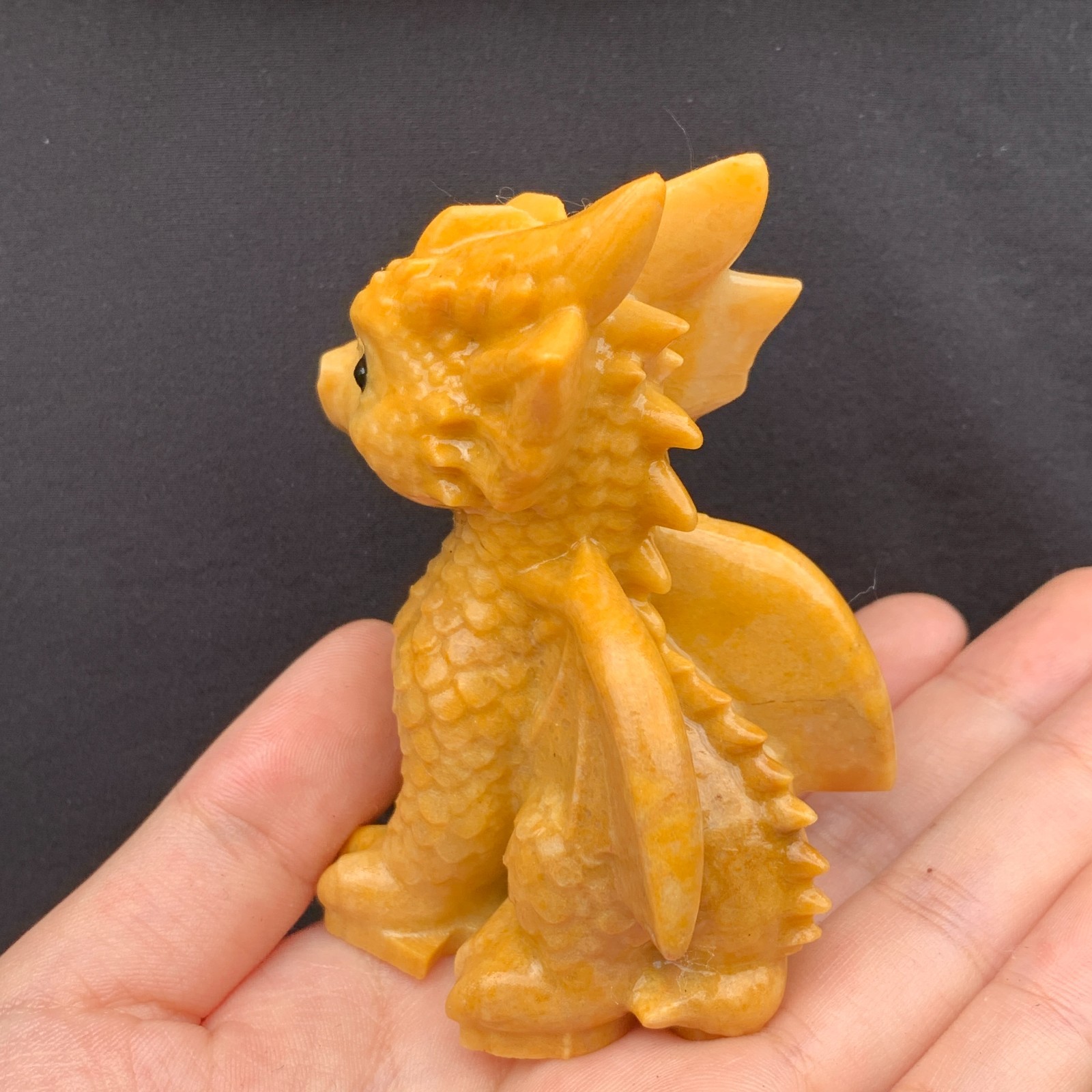 1pc Natural Yellow Jade Quartz Carved Little Dragon Skull Crystal Reiki Decor