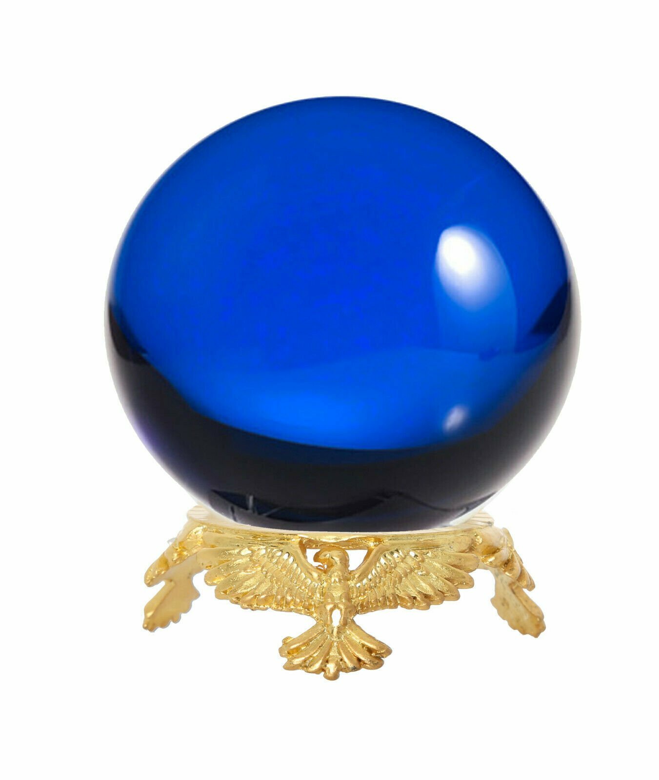 Crystal Ball 50mm Sphere for Feng Shui, Meditation, Decor, with Gold Eagle Stand