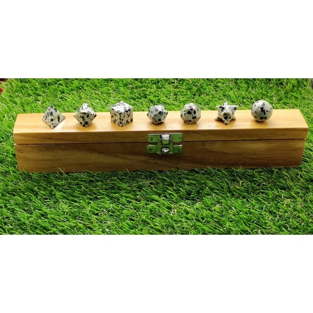 Dalmation Jasper Platonic Geometry 7 Pcs Set Platonic Solids Sacred Geometry Set