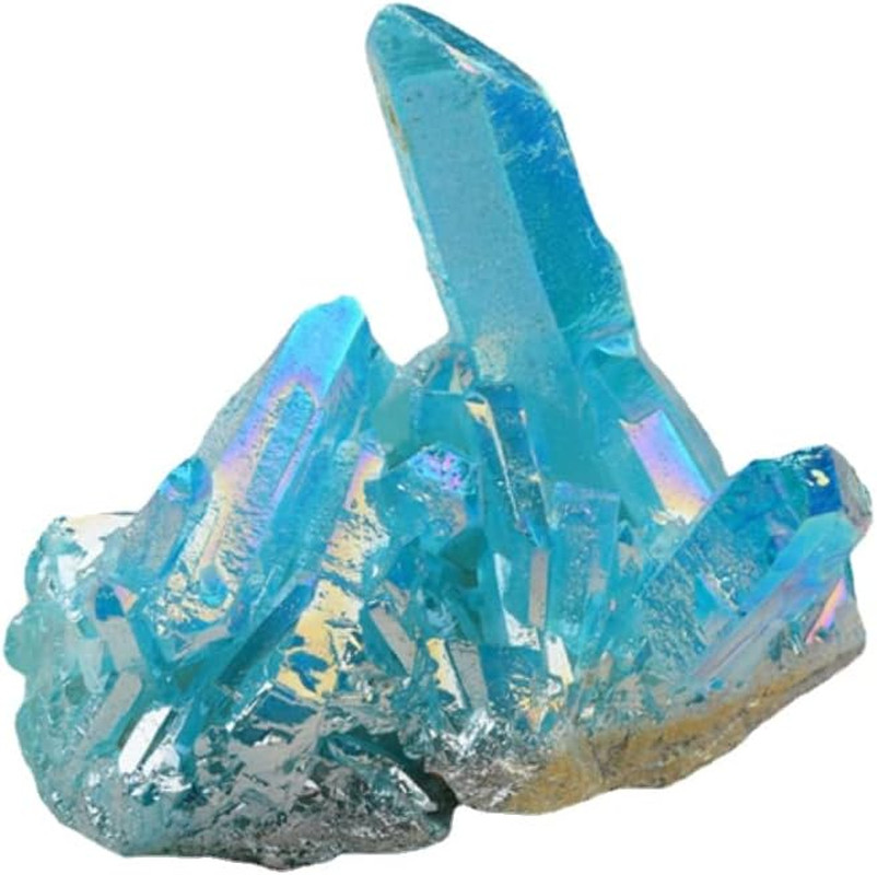 100G Large Natural Rainbow Aura Titanium Quartz Crystal Cluster Rock Healing Irr