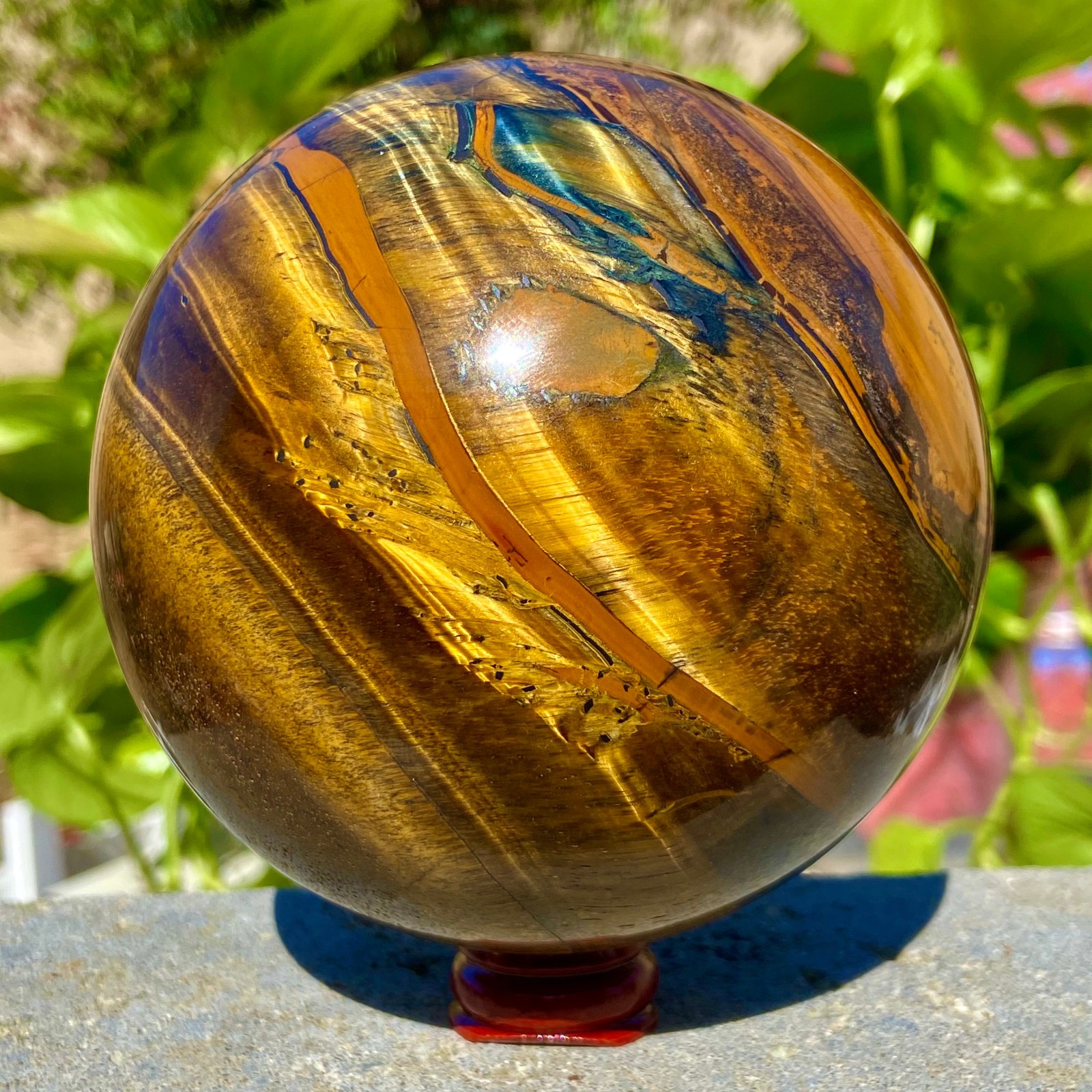 3.41LB Natural Tiger’s eye stone quartz Sphere crystal ball rock Healing