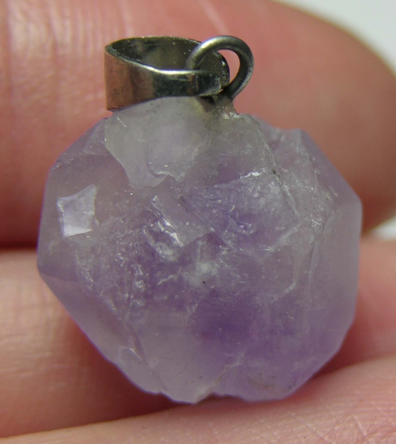 #54 Raw Rough 17.60ct 100% Natural Amethyst Crystal Point Pendant 3.50g 16.00mm