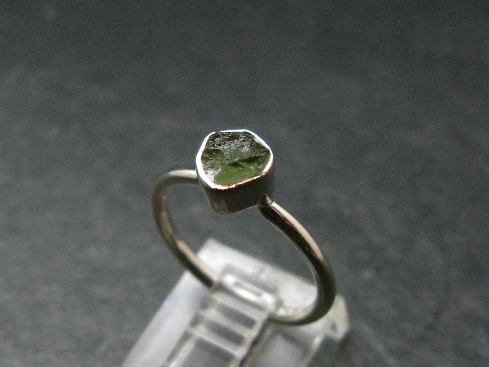 Moldavite Tektite Silver Ring from Czech Republic – 6 Size – 1.91 Grams
