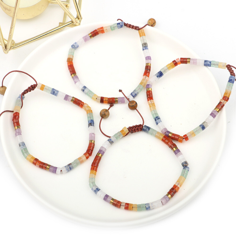 Natural Beaded Crystal Stone Bracelet Handmade Gemstone Dainty Jewelry Healing