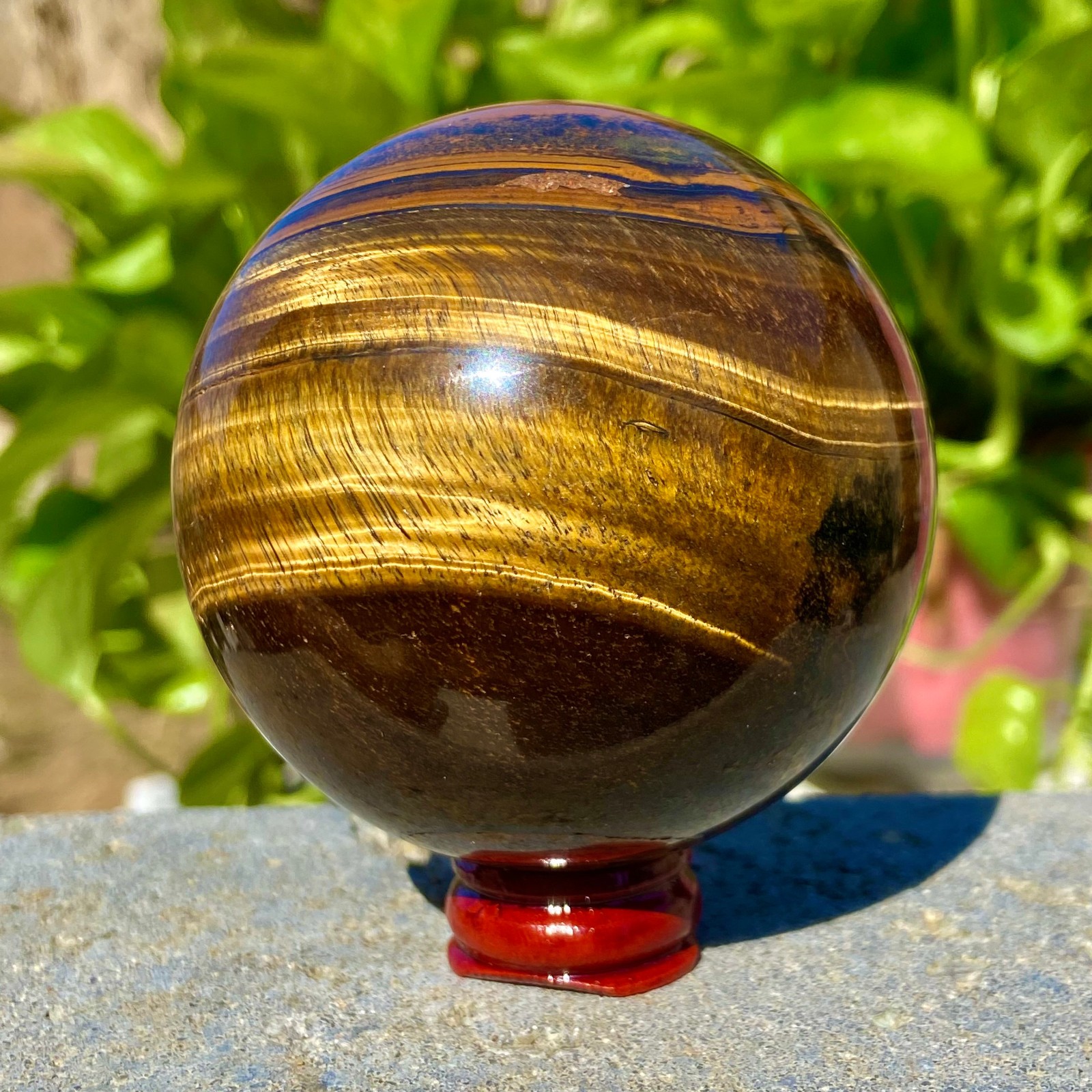 1.2LB Large Natural Tiger Eye Stone Crystal Ball Quartz Healing Sphere Décor