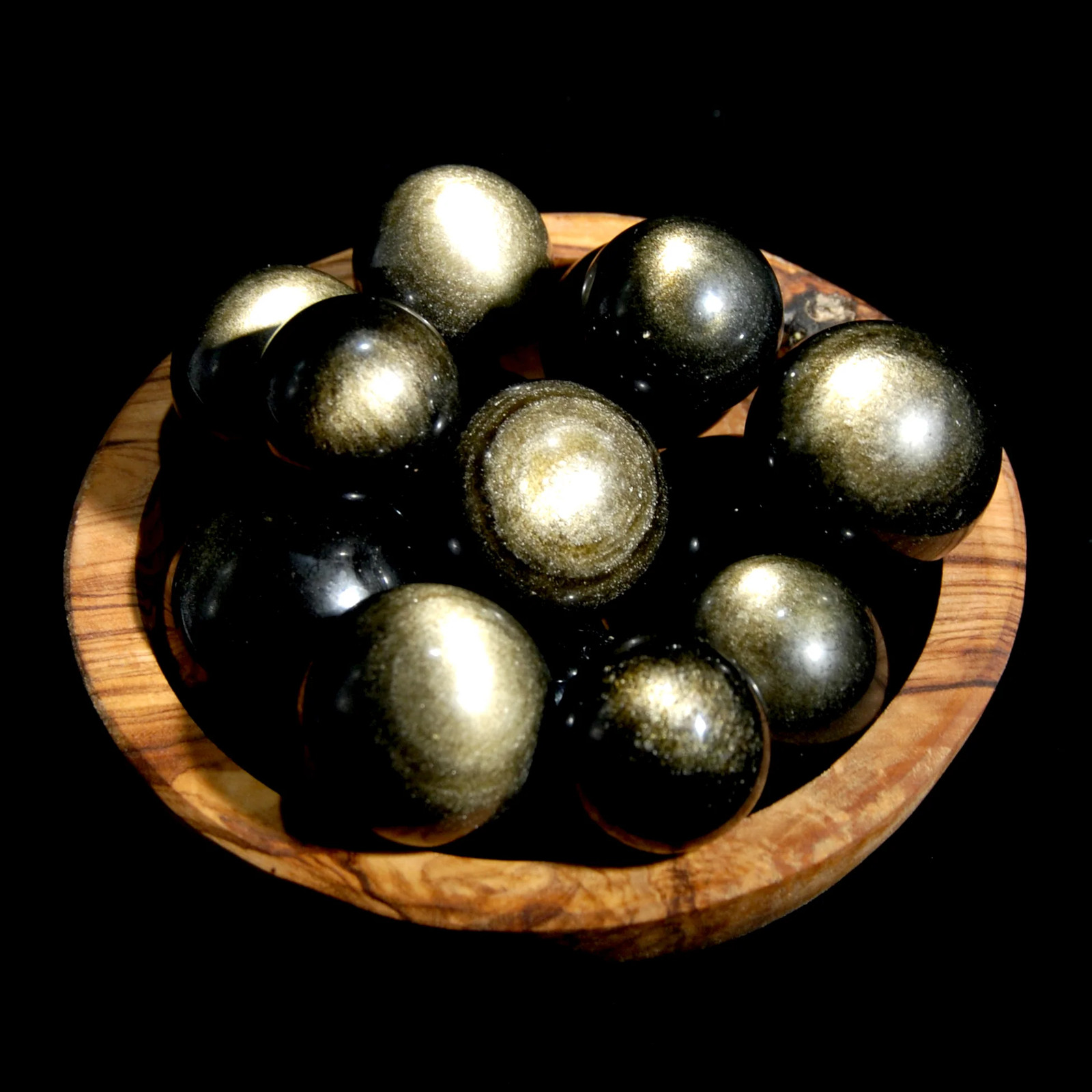ONE Small Gold Sheen Obsidian Crystal Sphere, Super Flashy 20mm to 40mm