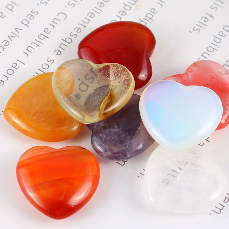 Charms Natural Quartz Healing Gem Stone Small Crystal Stone Heart 20x6mm 30pcs