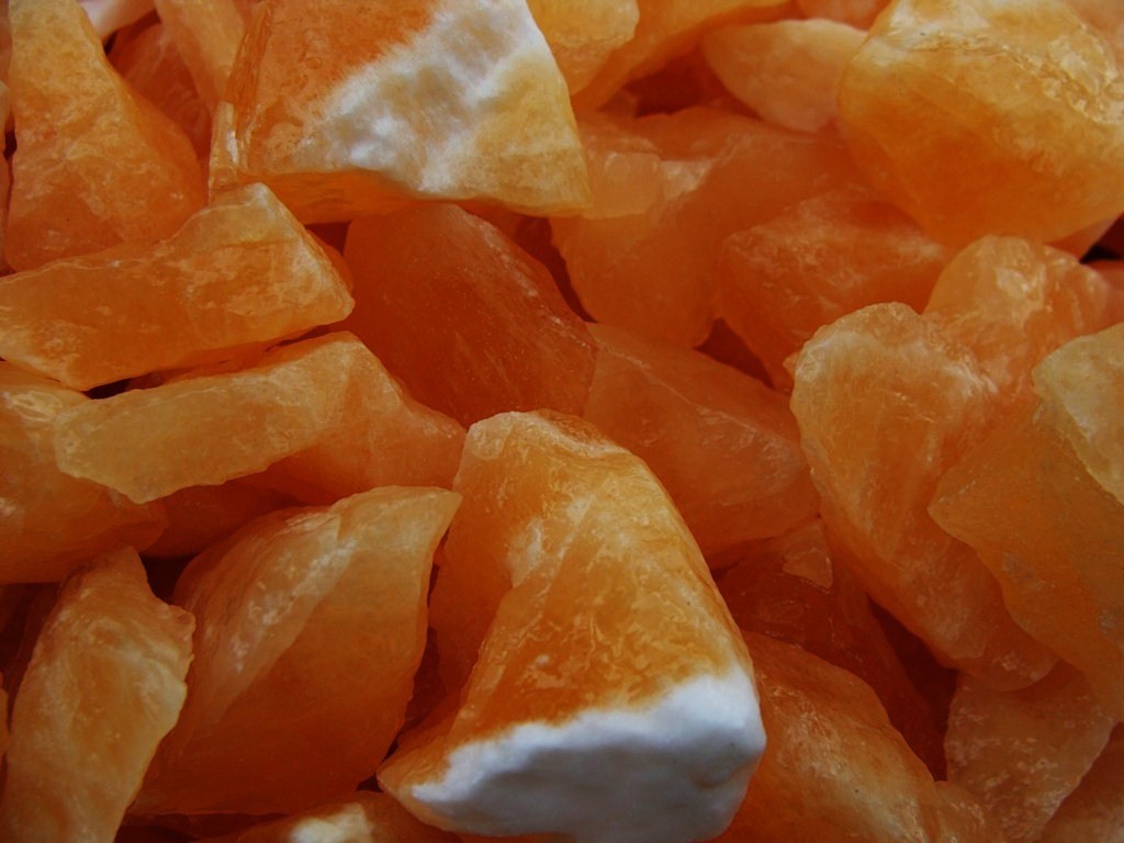 1000 Carat Lots of Unsearched Natural Orange Calcite Rough + a FREE Faceted Gem