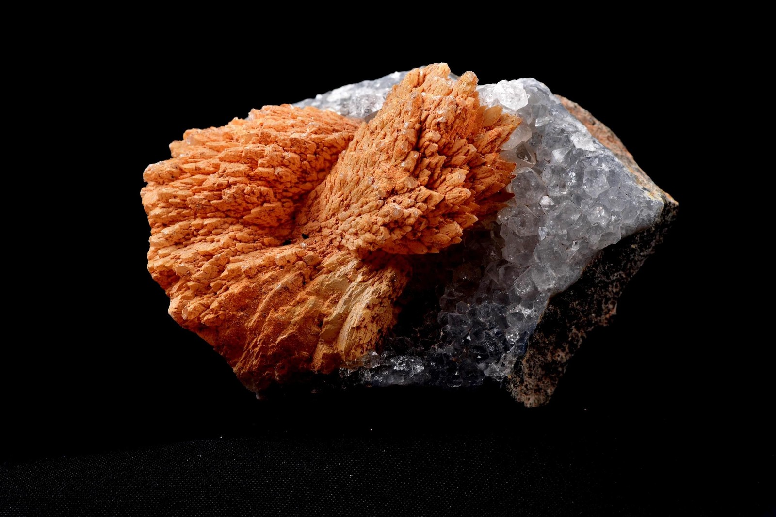 Peach stilbite flower on quartz helps with psychic knowing and intuition #8182