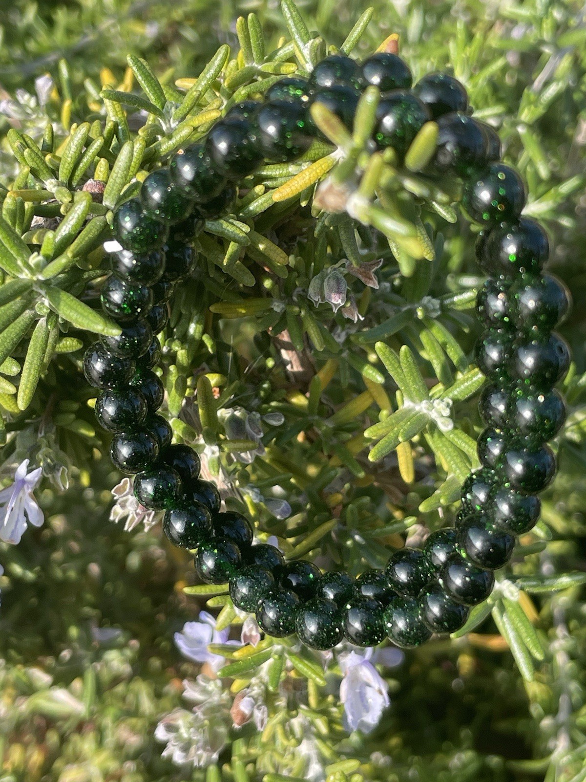 Green Sandstone Crystal/Gemstone 6mm Bead Stretch Bracelet (Price For 1)