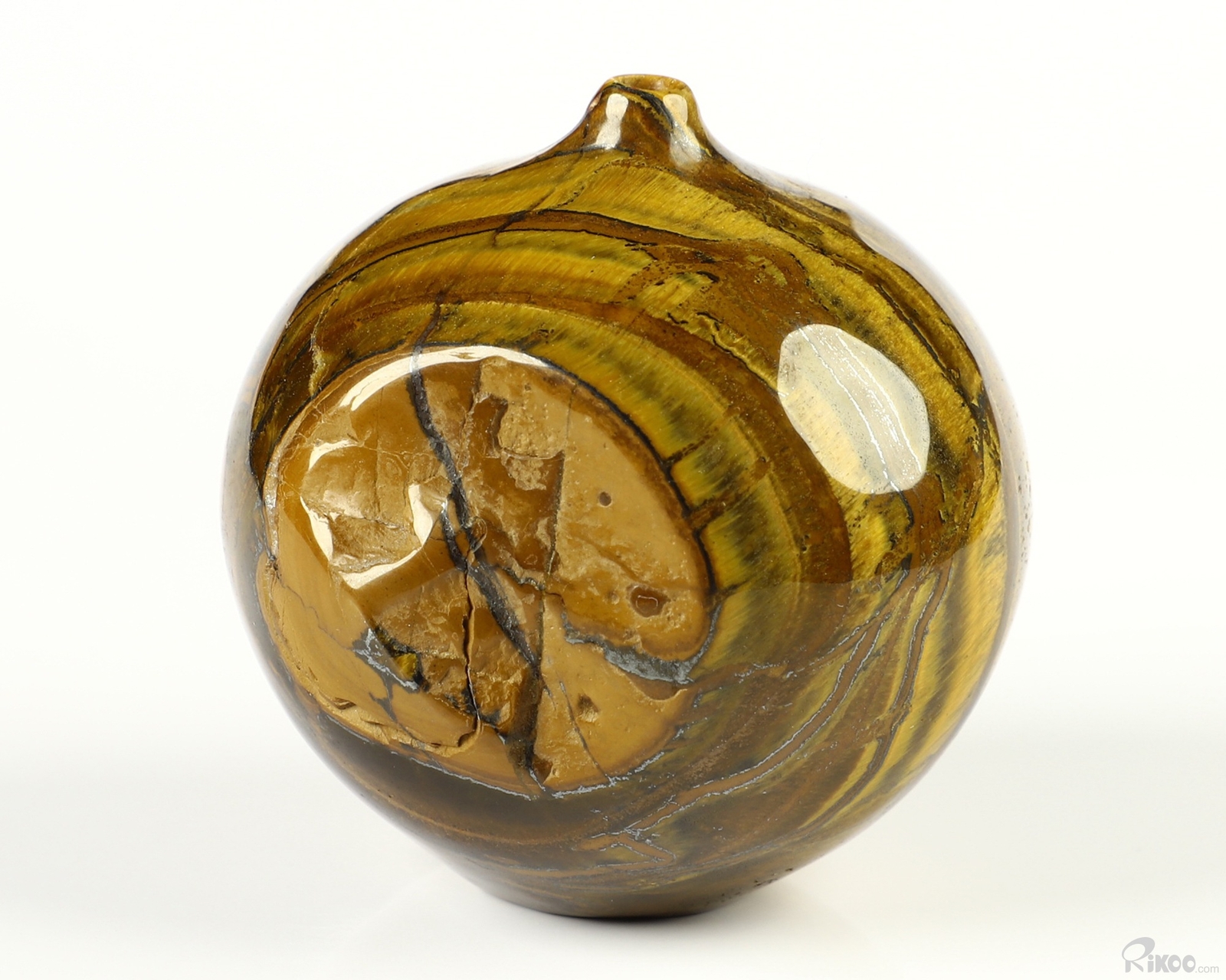1.8″ Tiger Iron Eye Hand Carved Crystal Vase Sculpture, Crystal Healing