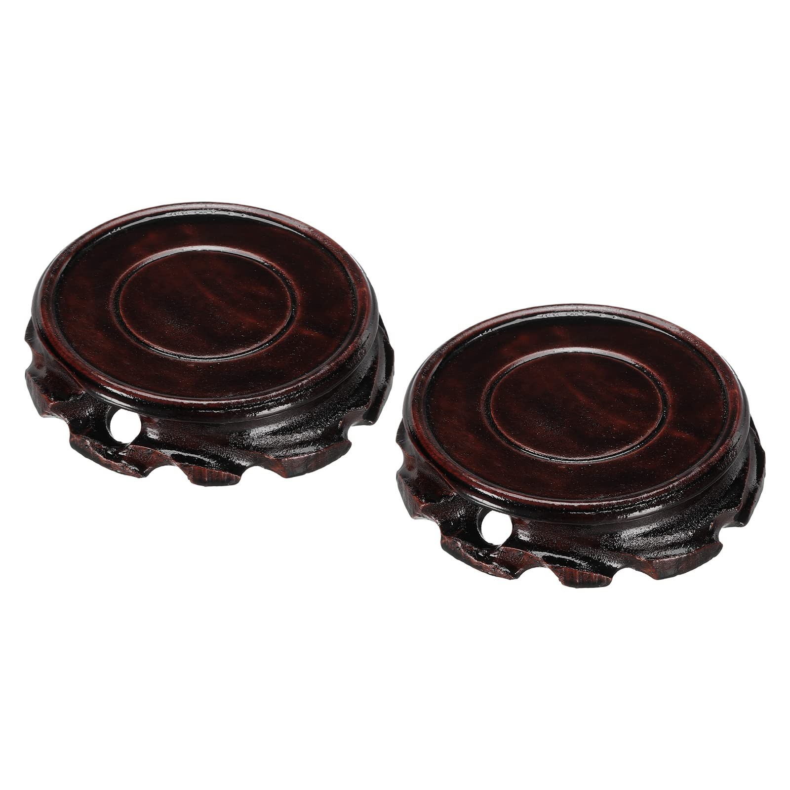 2 Pcs 80mm Diameter Black Wooden Stand Holder Display Base for Vase Bonsai