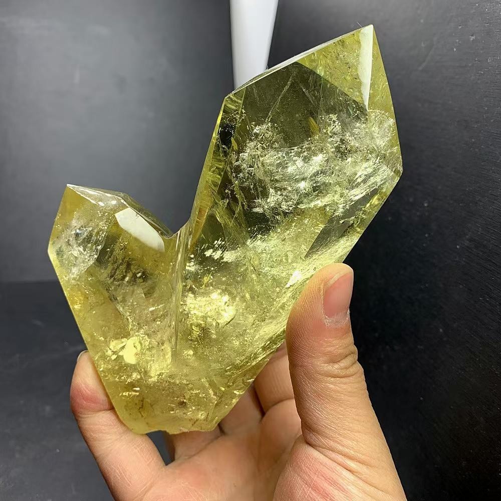 1.41LB Natural Citrine Quartz Obelisk Energy Crystal Tower Point Reiki +Stand