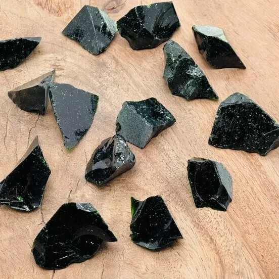 3Pcs Raw Rough Green Goldstone Healing Crystal Rock Mineral Specimen Home Decor