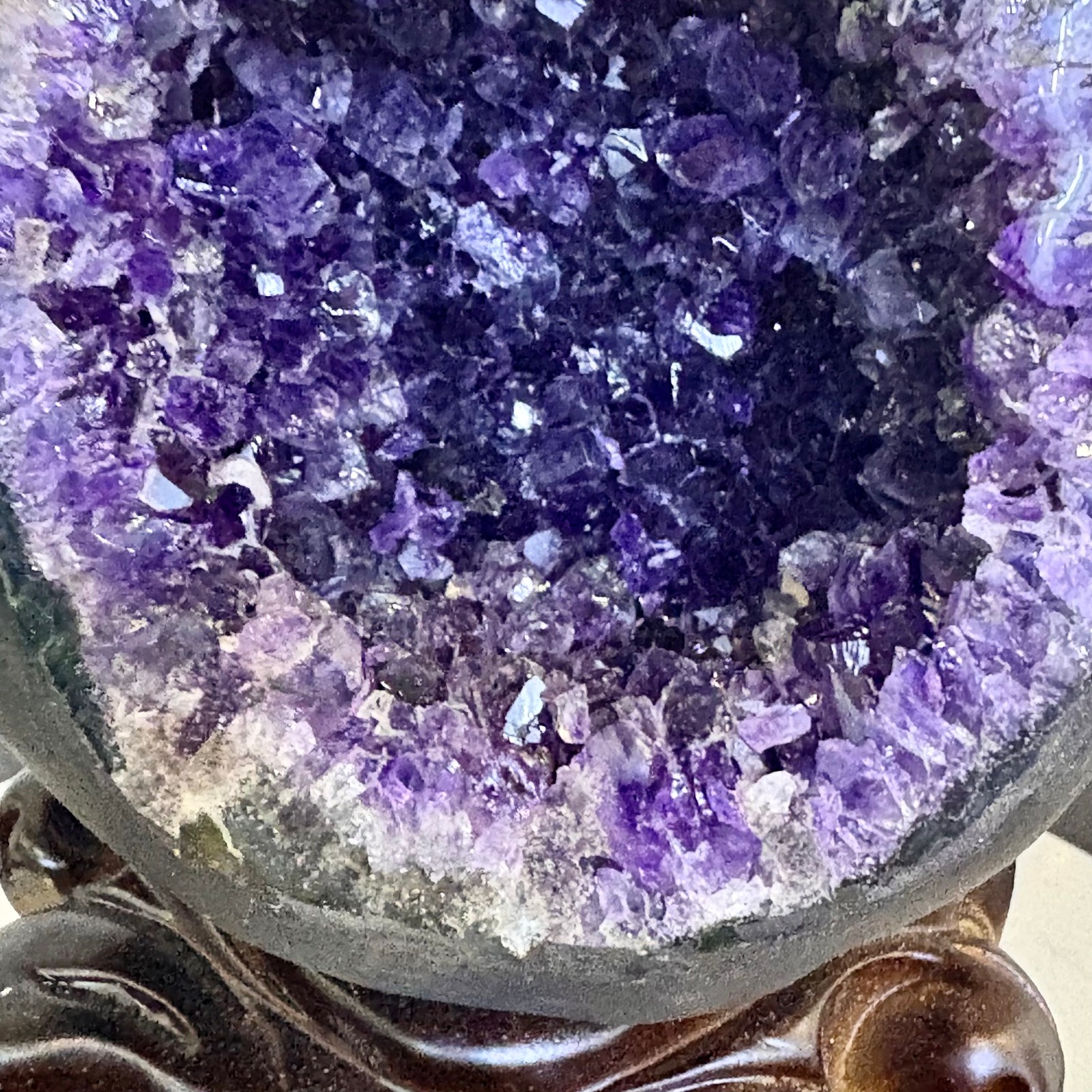 5.4LB Natural uruguay amethyst geode quartz money bag crystal +stand