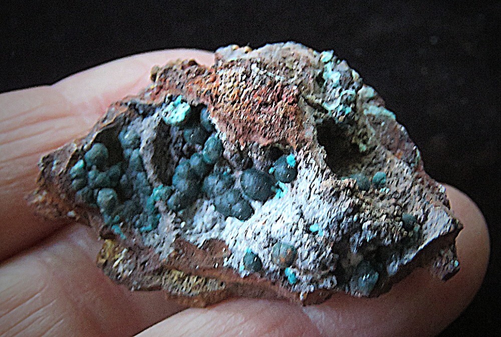 Rosasite Crystals- 1 3/4″ x 1 1/4″-Ojuela, Mapimi, Mexico