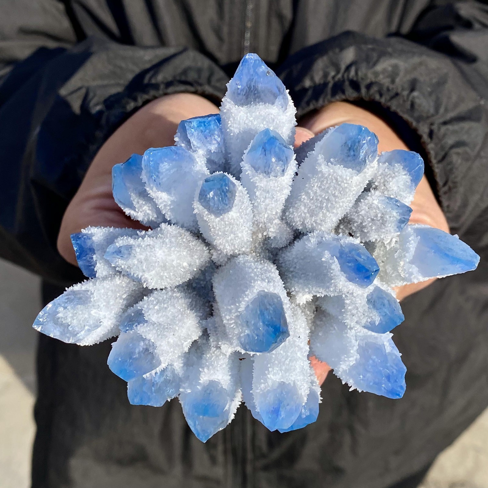 1.3LB New find sky blue phantom quartz crystal cluster mineral sample