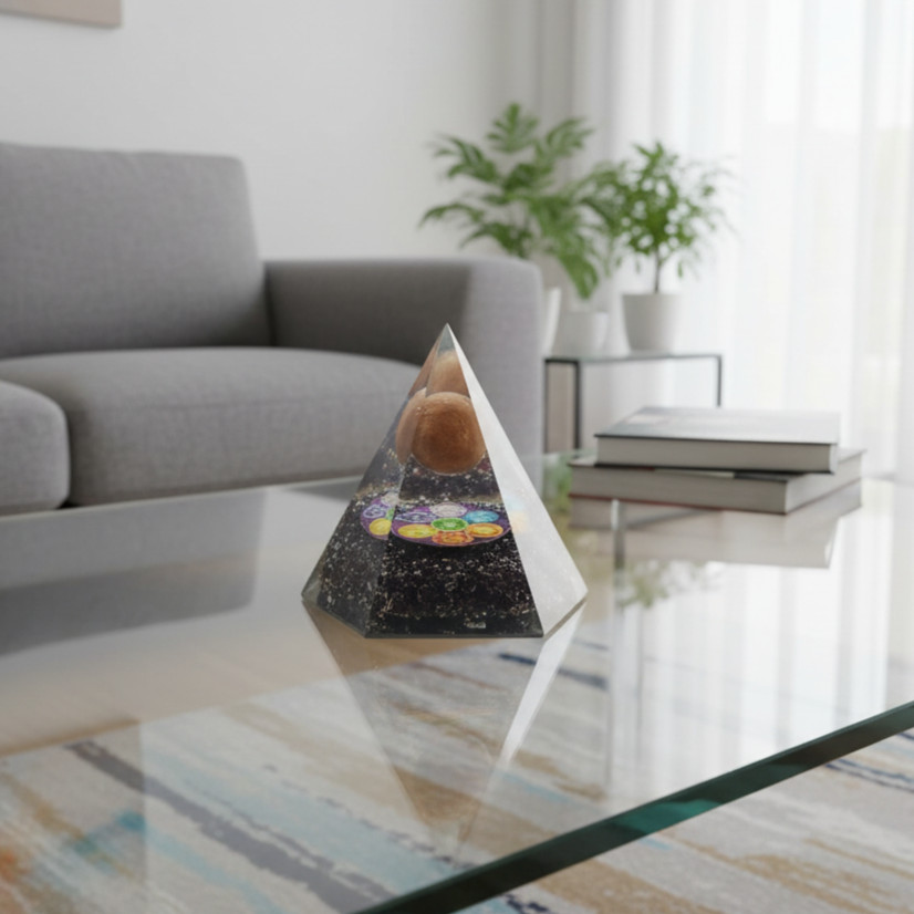 Handmade Garnet Orgone Pyramid – Chakra Healing Energy Tool for Protection