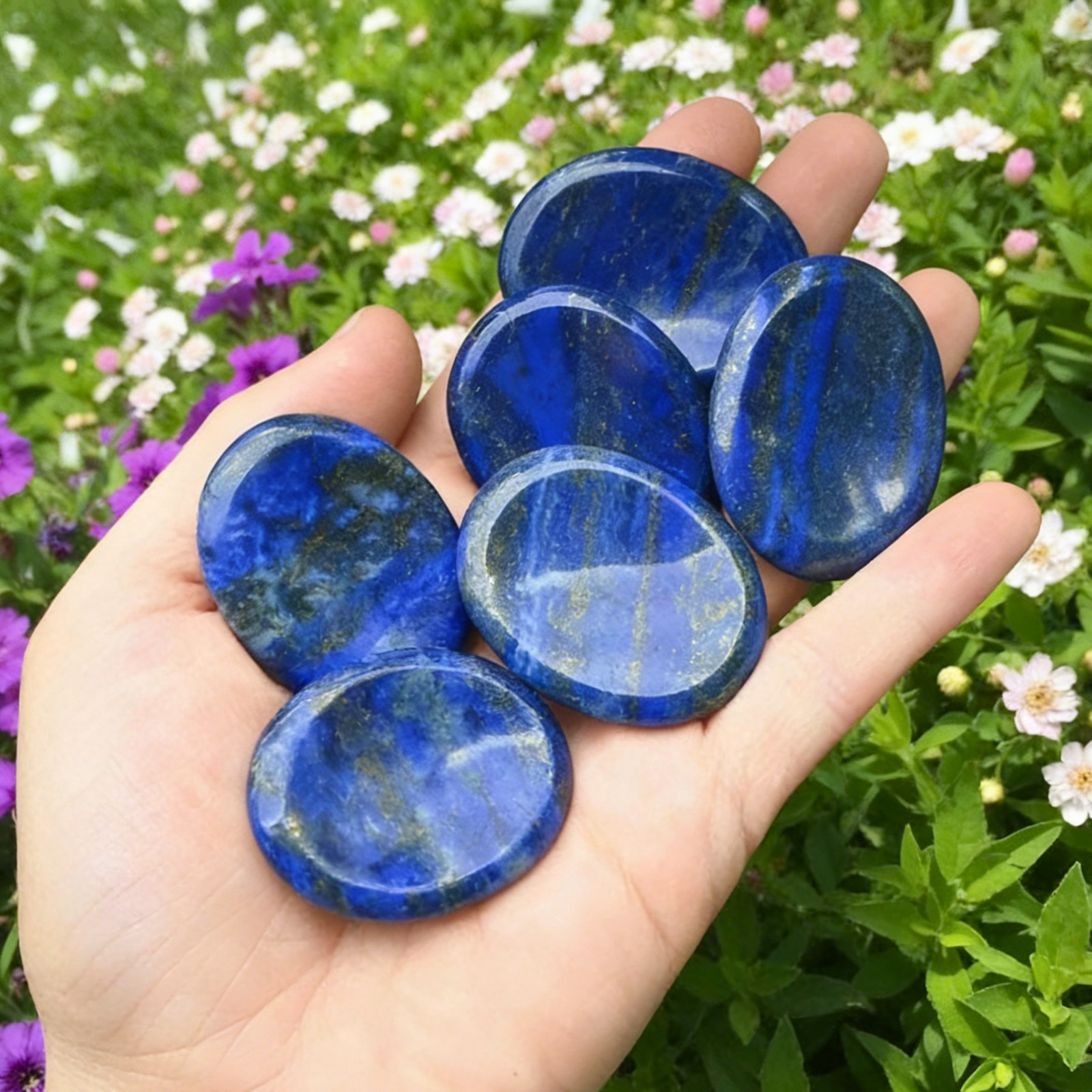 1pc Natural Lapis Lazuli Worry Stone Healing Crystal Meditation Home Decor Gift