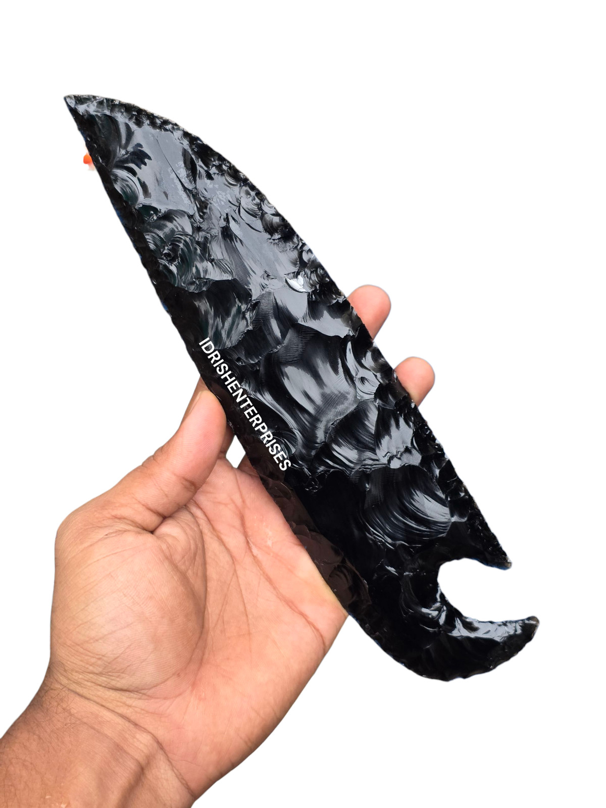 Artisan Crafted 8″ Obsidian Knife | Handmade Flint Knapped Stone Blade.