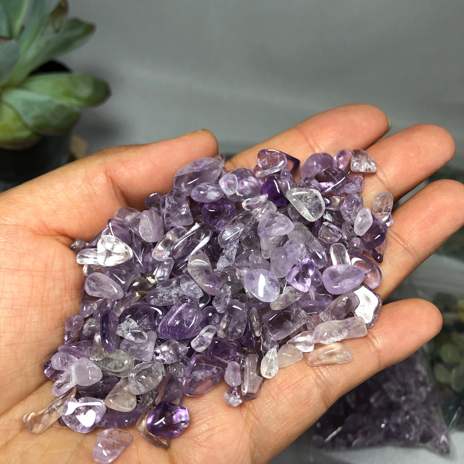 100g Natural purple crystal amethyst gravel reiki healing fish tank decorations2
