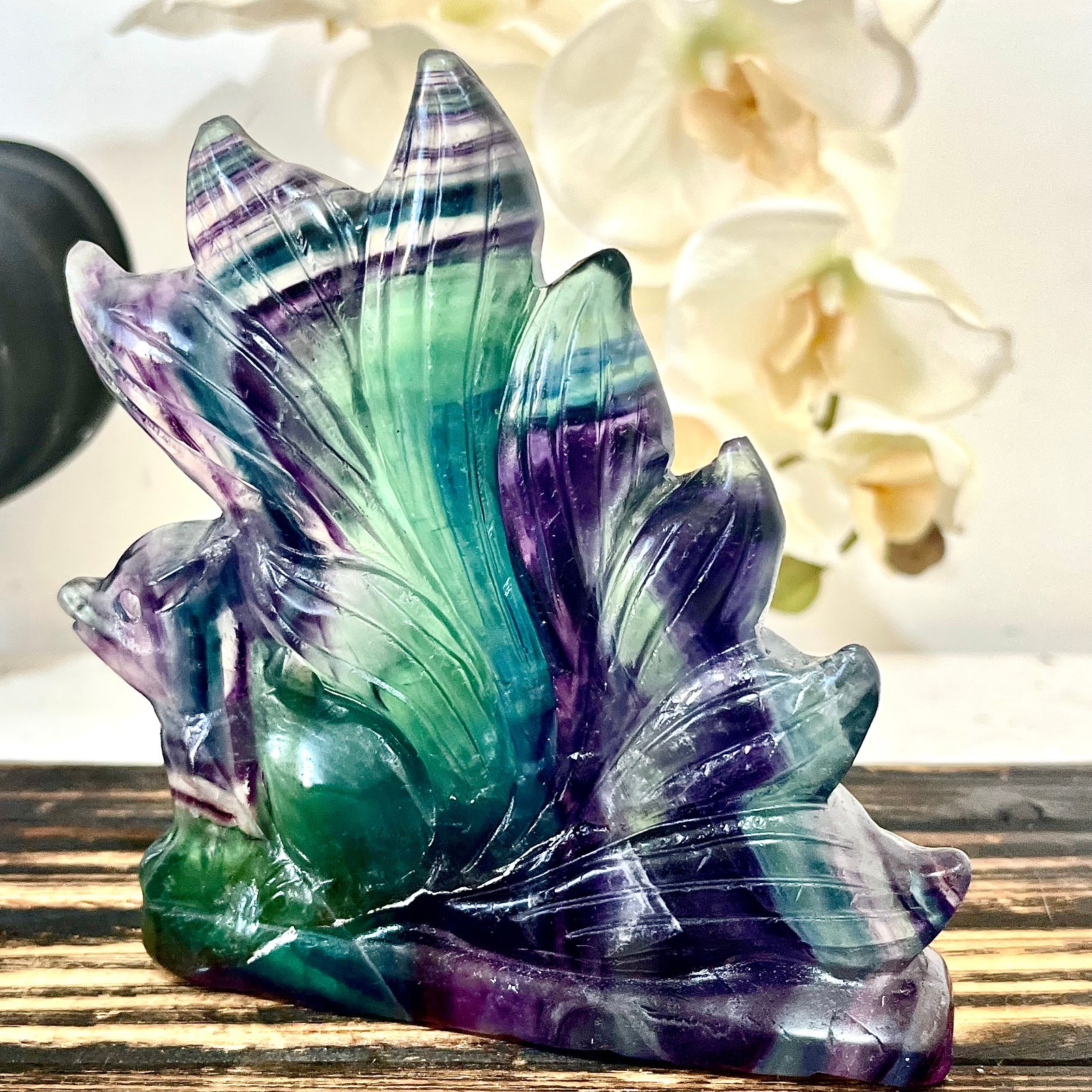 1.47LB Natural fluorite quartz products, hand carved and polished spiritual orna
