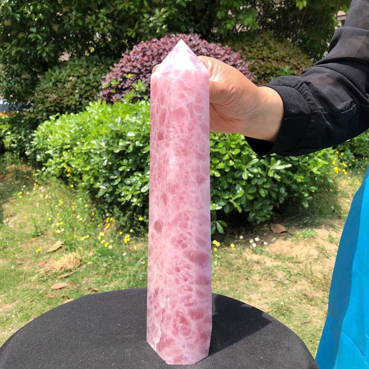 3.69LB Natural rose quartz obelisk pink crystal tower point healing decor