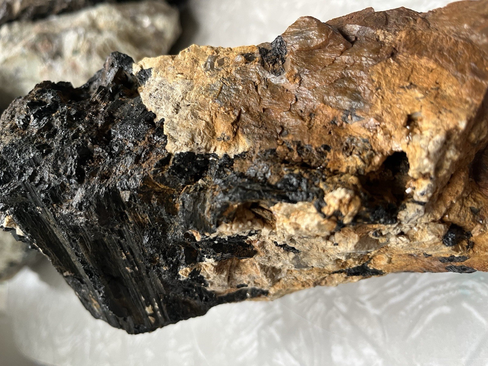 HUGE 5lb Black Tourmaline Schorl Crystal Maine USA Locality Iron Oxidized Quartz