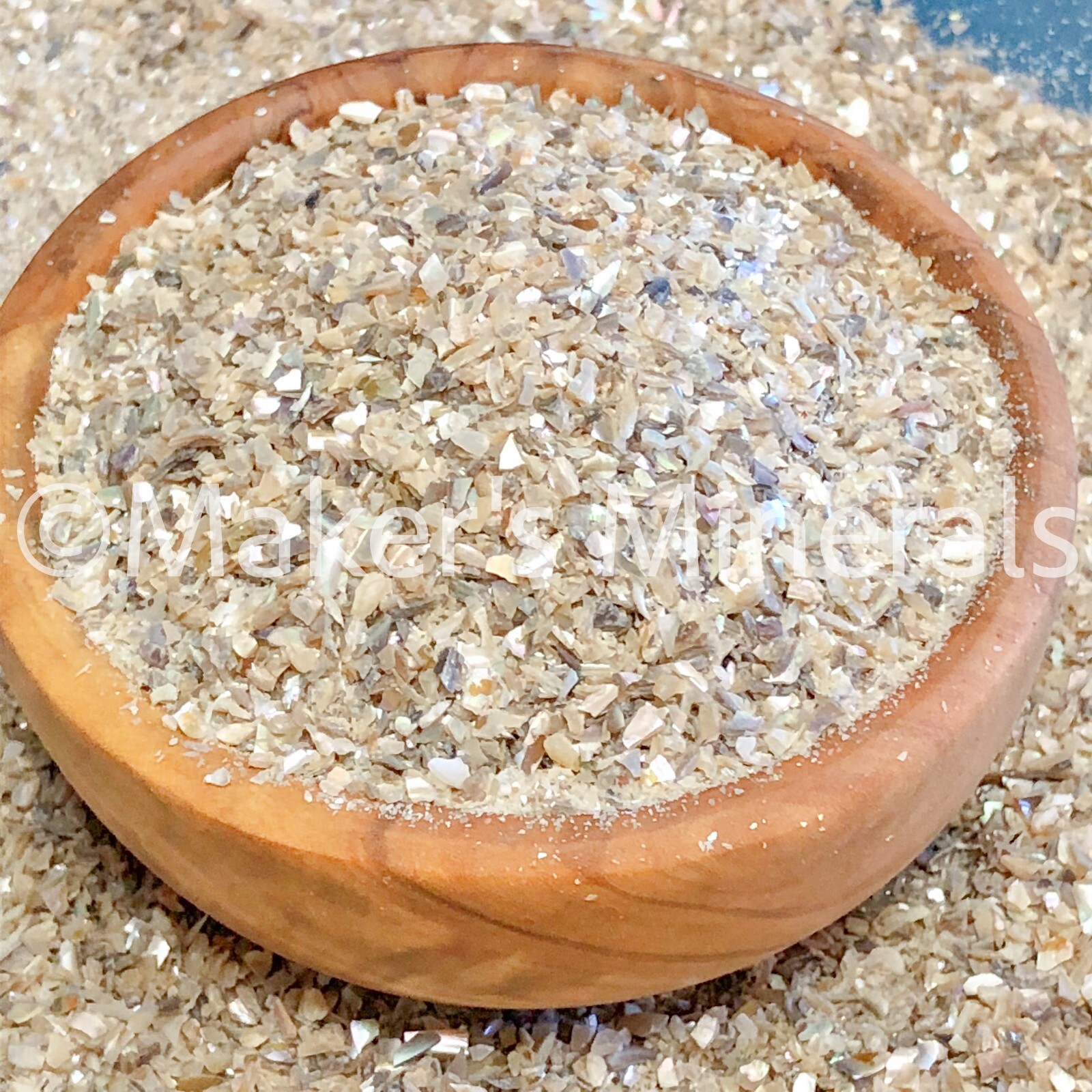Crushed FLASHY Silver/Cream Abalone Sand from Mexico, 2mm-0.25mm, Stone Inlay
