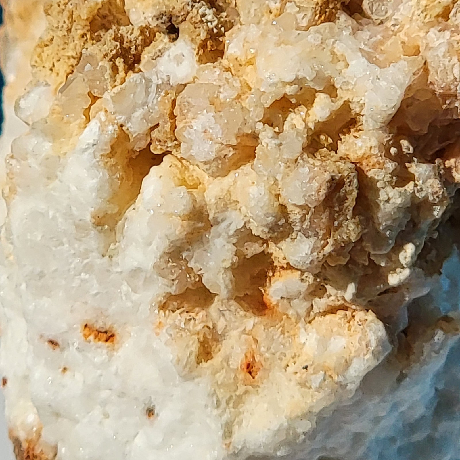 316 G. Perimorphic Quartz and Calcite Specimen with Plexiglass Round Stand