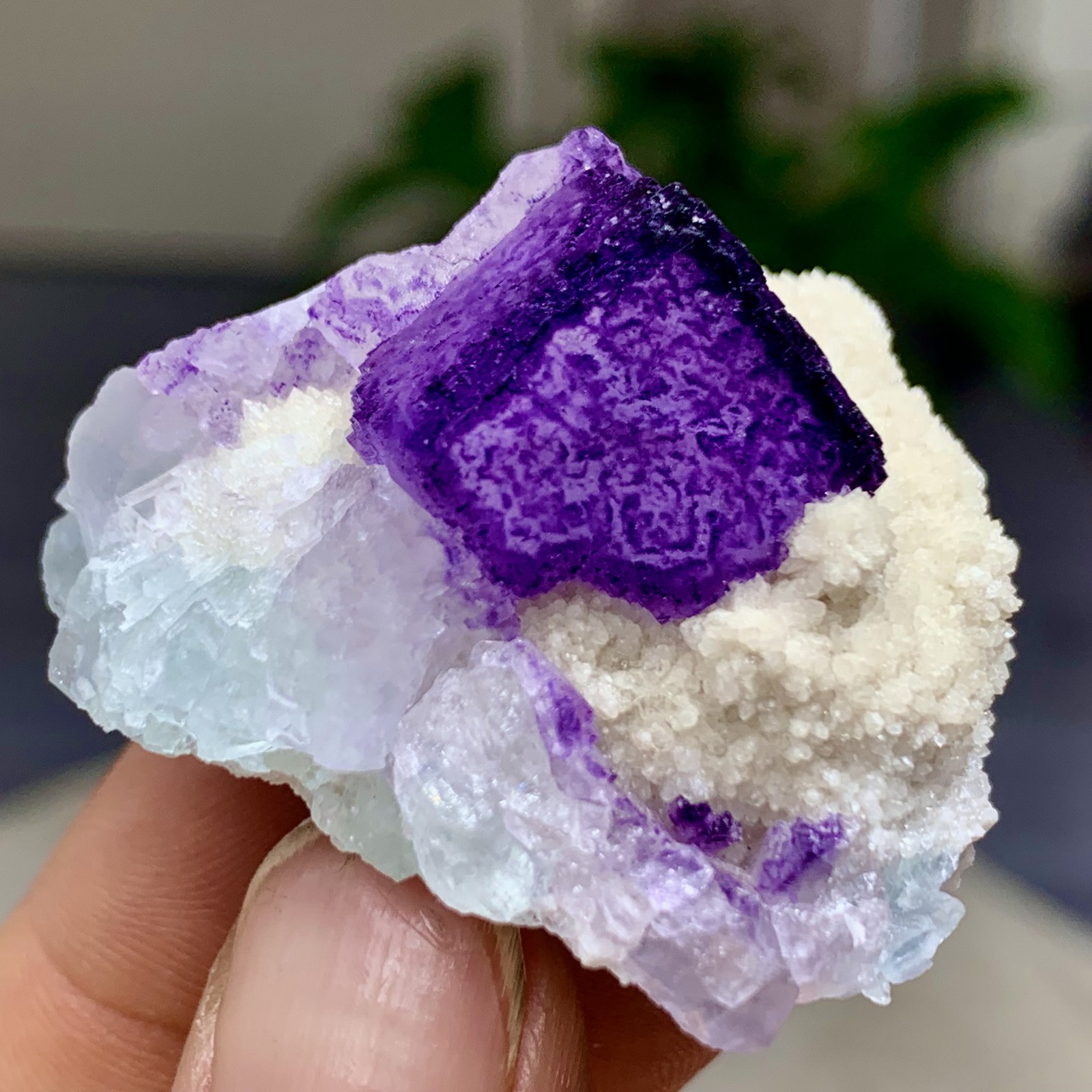 38G Natural Purple “QR Code”Fluorite Cluster Crystal Mineral Specimen/Guizhou