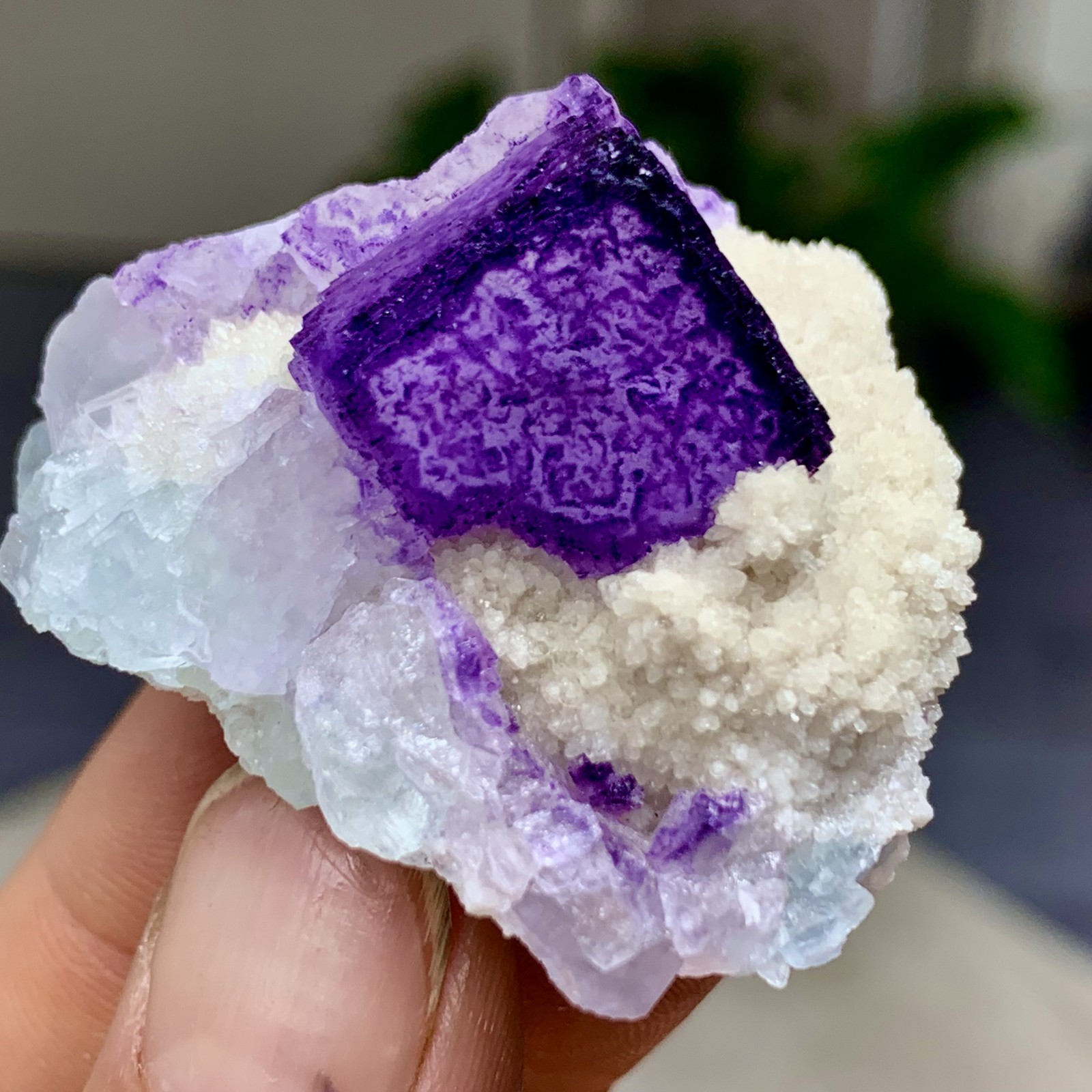 38G Natural Purple “QR Code”Fluorite Cluster Crystal Mineral Specimen/Guizhou