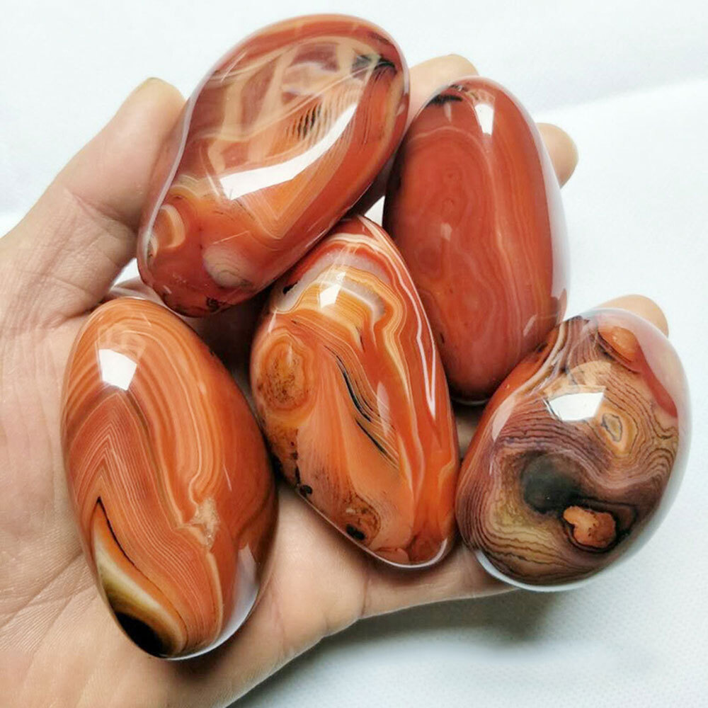 20-150G Natural Polished Silk Banded Lace Agate Crystal Sardonyx Carnelian Stone