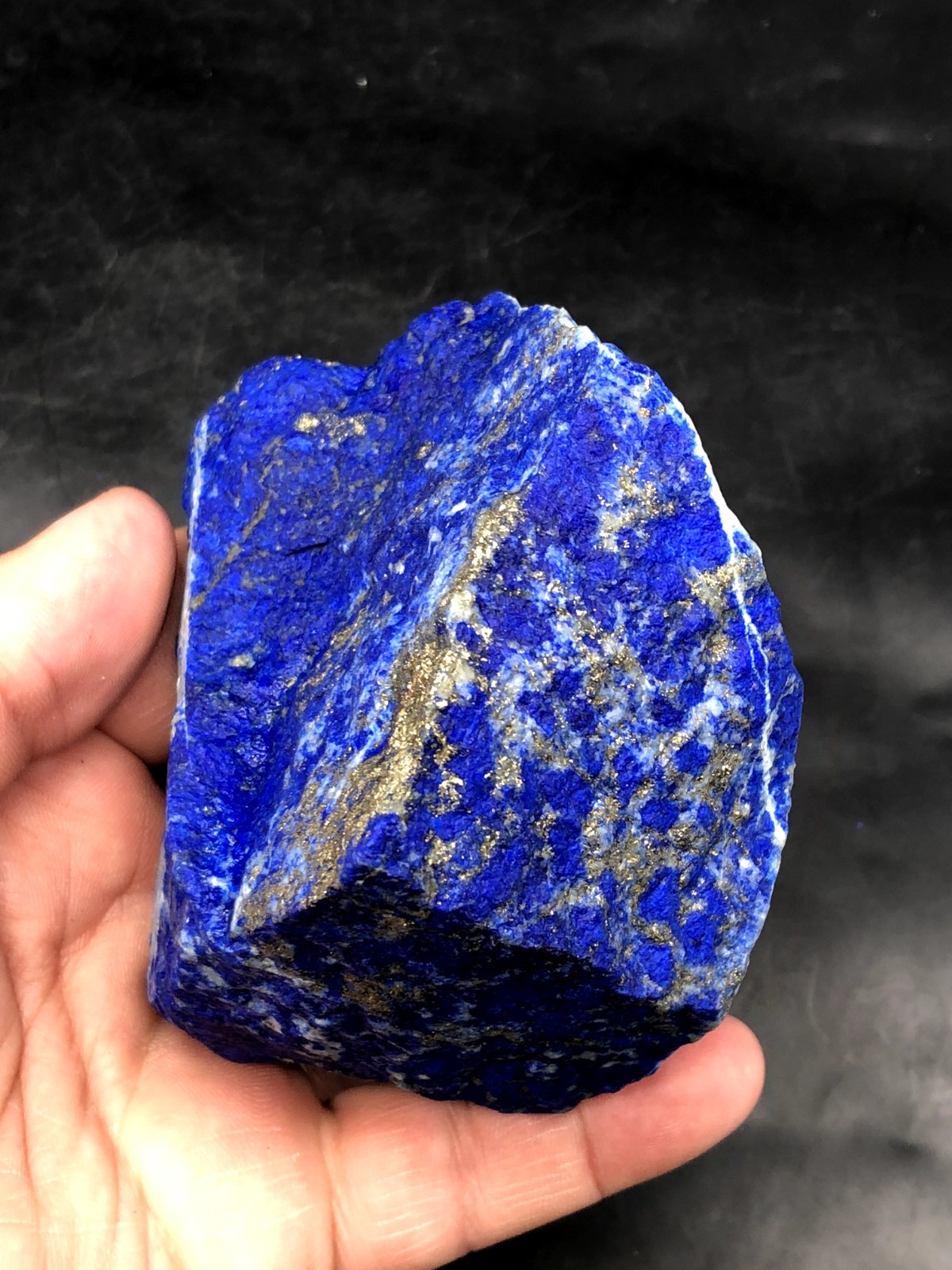 Natural Lapis Lazuli Rough 80mm Royal Blue Pyrite Crystal Mine Stone 564g J9…2