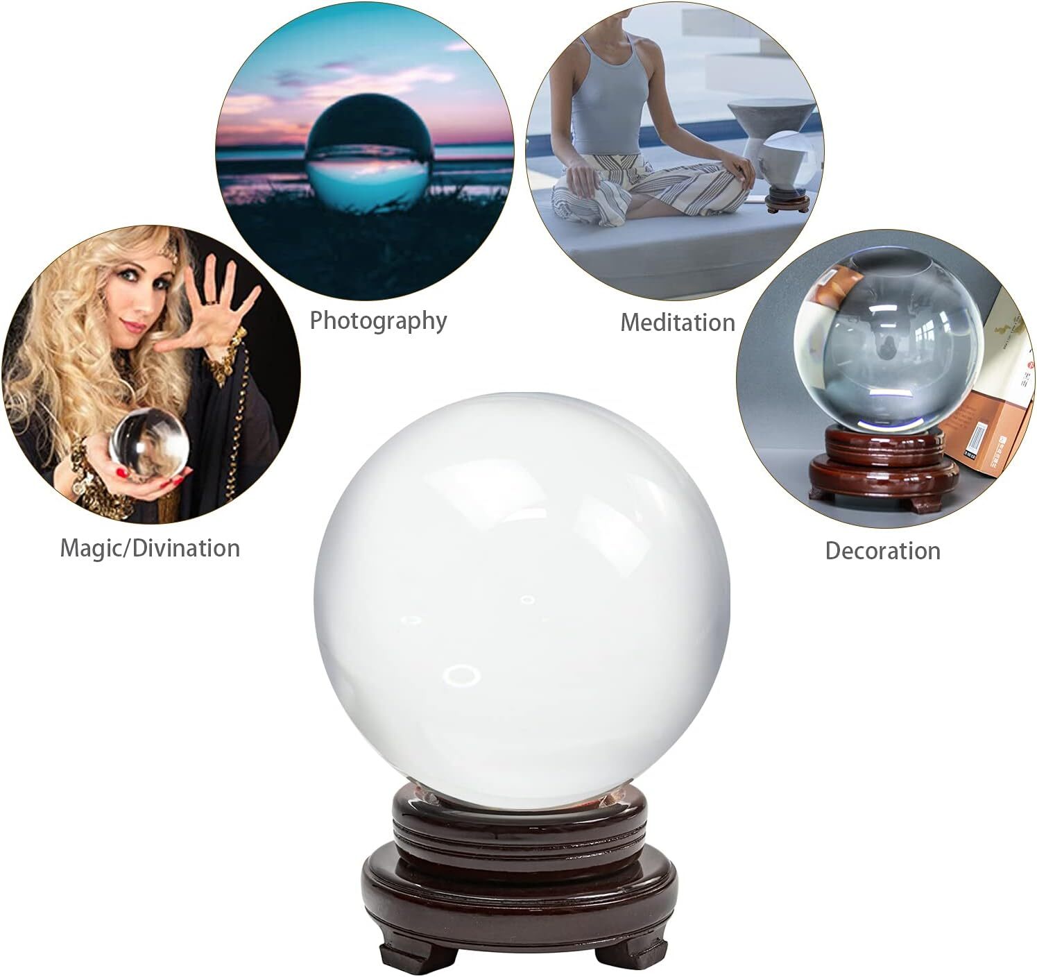 200mm 7.87″ Clear Crystal Ball Large Sphere Free Stand Venue Decoration